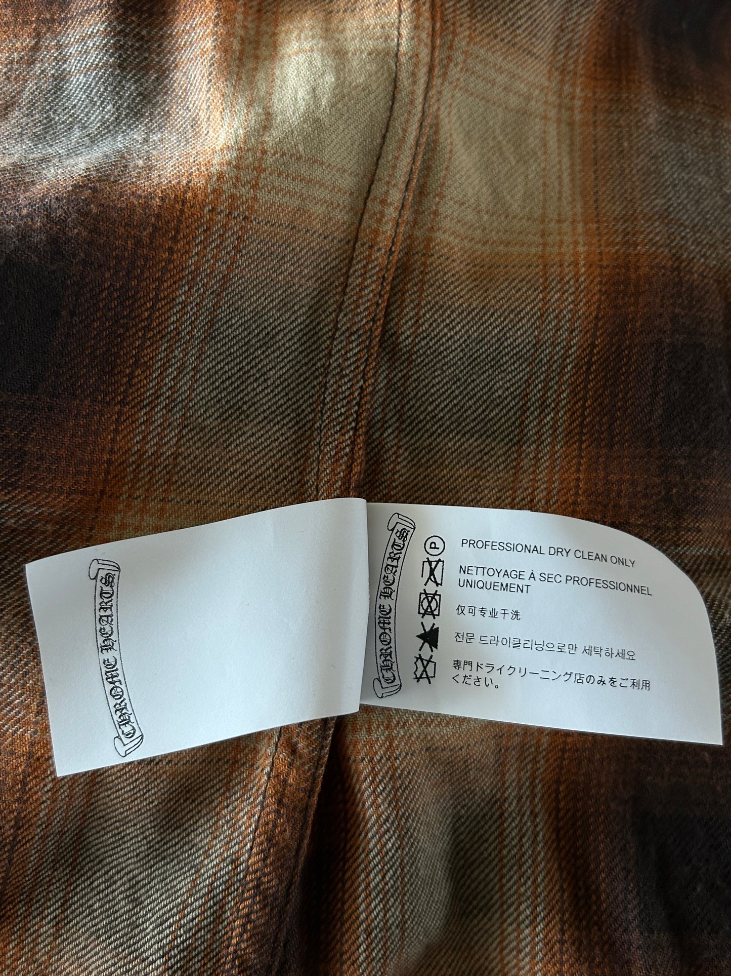 Chrome Hearts Brown Plaid Flannel Shirt