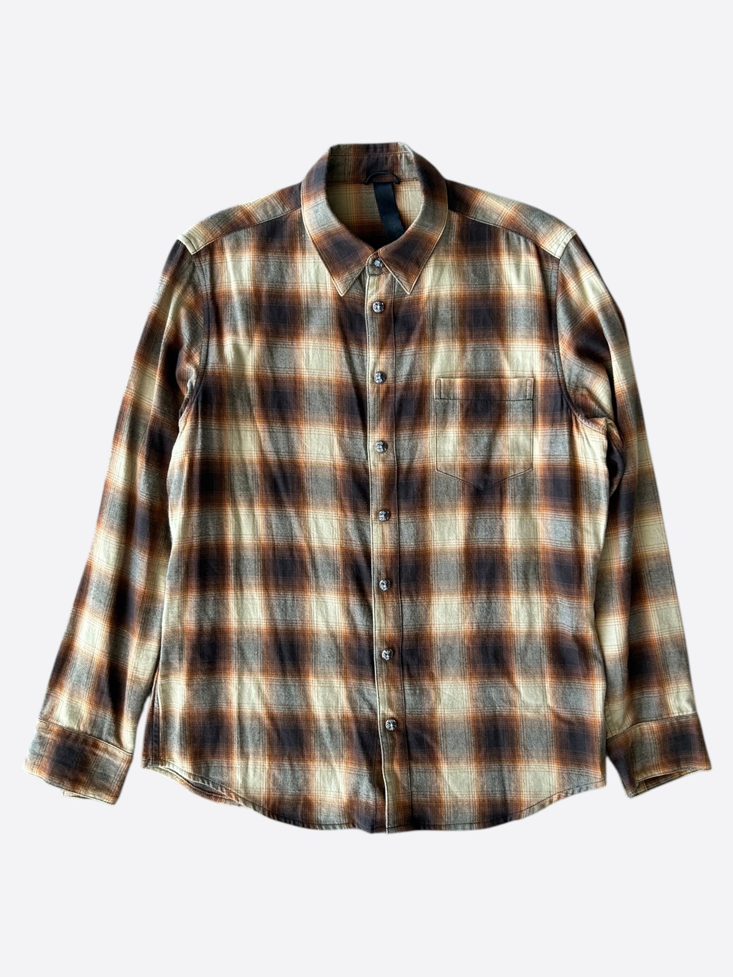 Chrome Hearts Brown Plaid Flannel Shirt