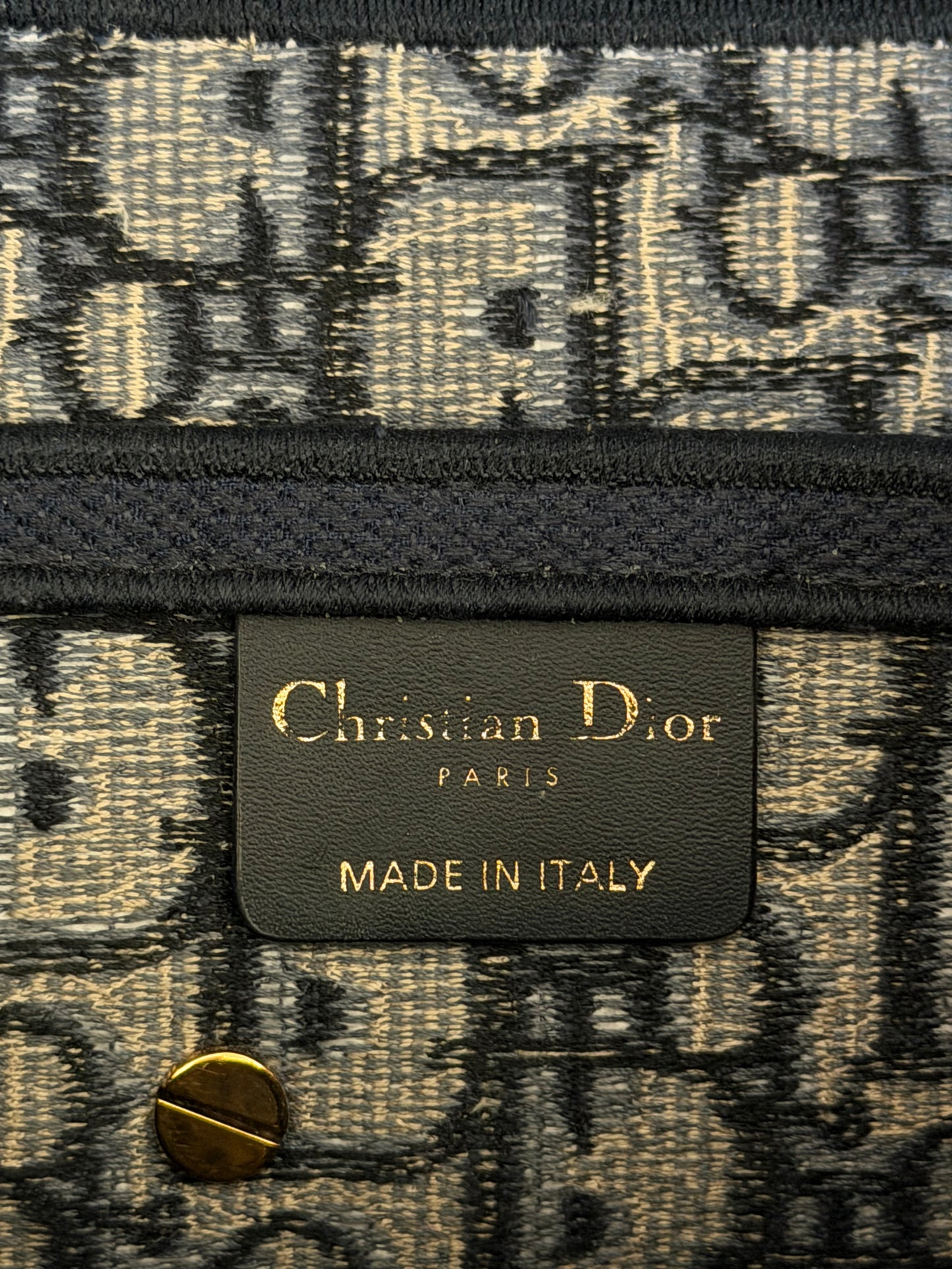 Dior White & Navy Oblique Saddle Bag