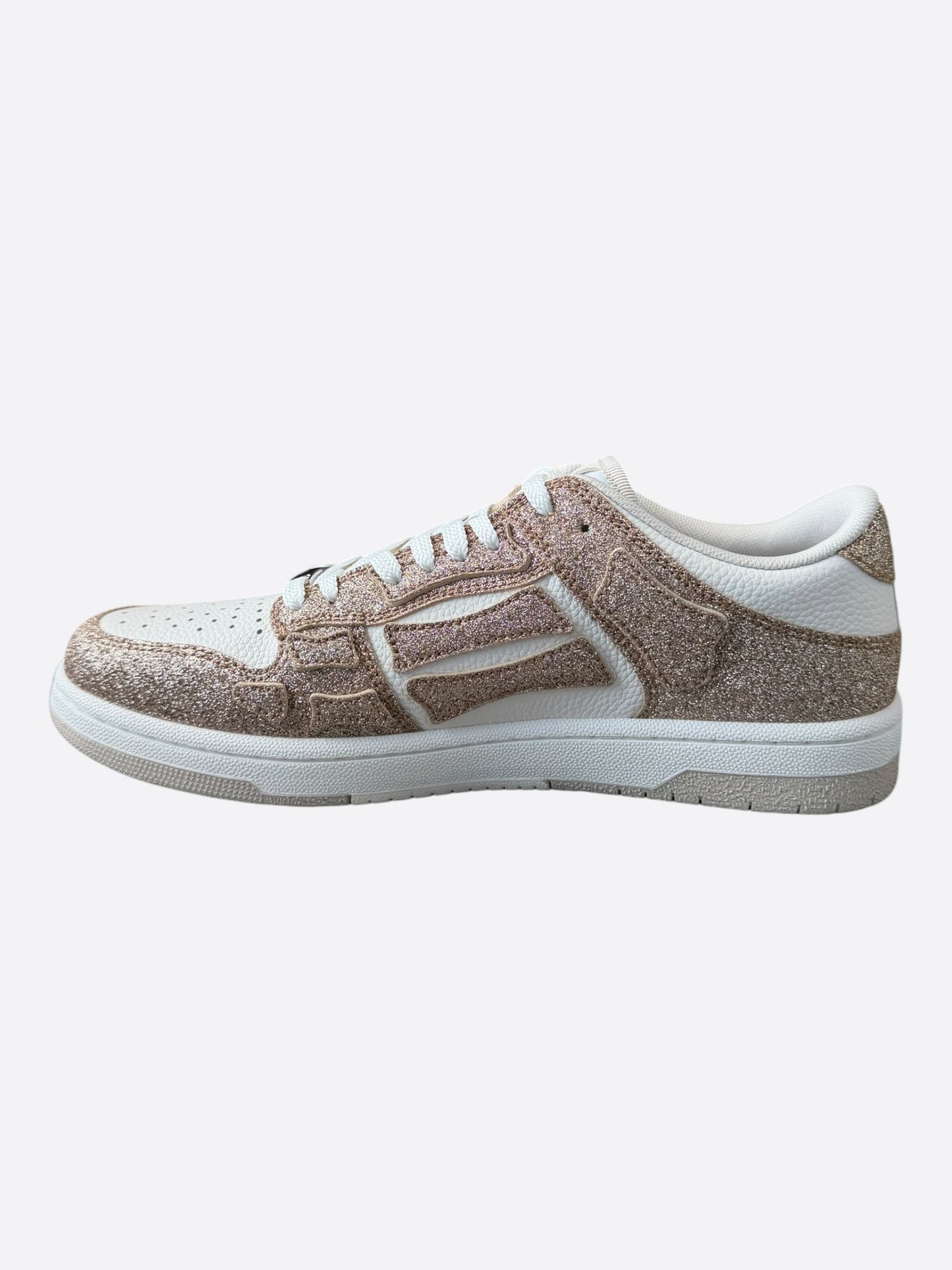 Amiri Gold & White Glitter Skel Women's Low Top Sneakers