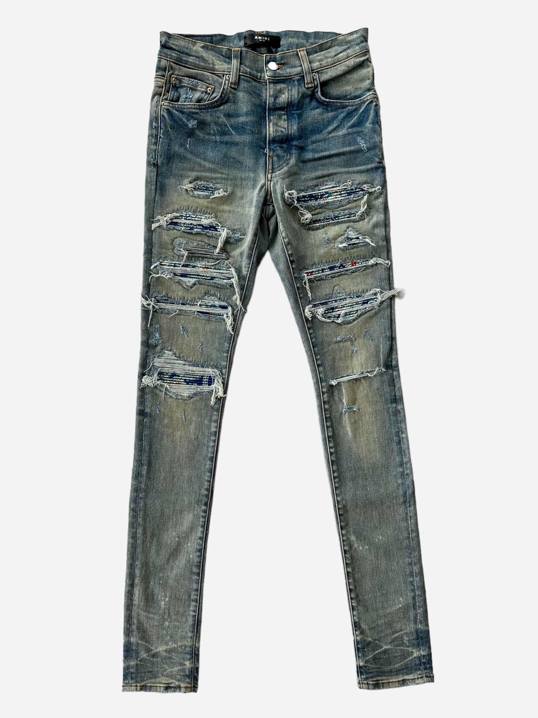 Amiri Blue Pajama Patch Thrasher Jeans – Savonches