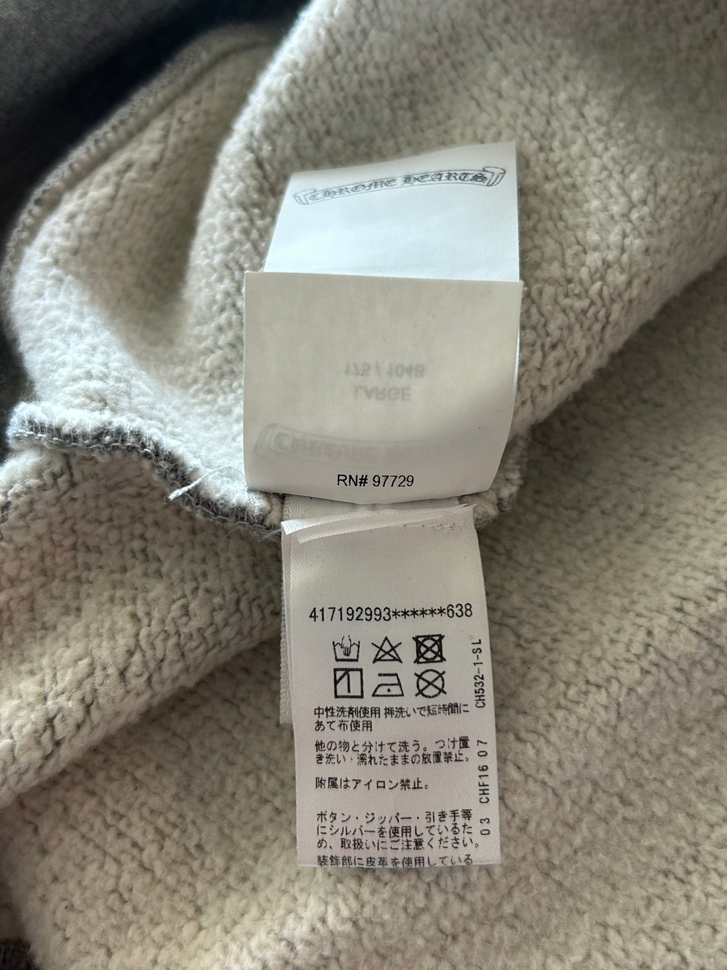 Chrome Hearts Grey & Black Triple Cross Patch Paper Jam Sweater