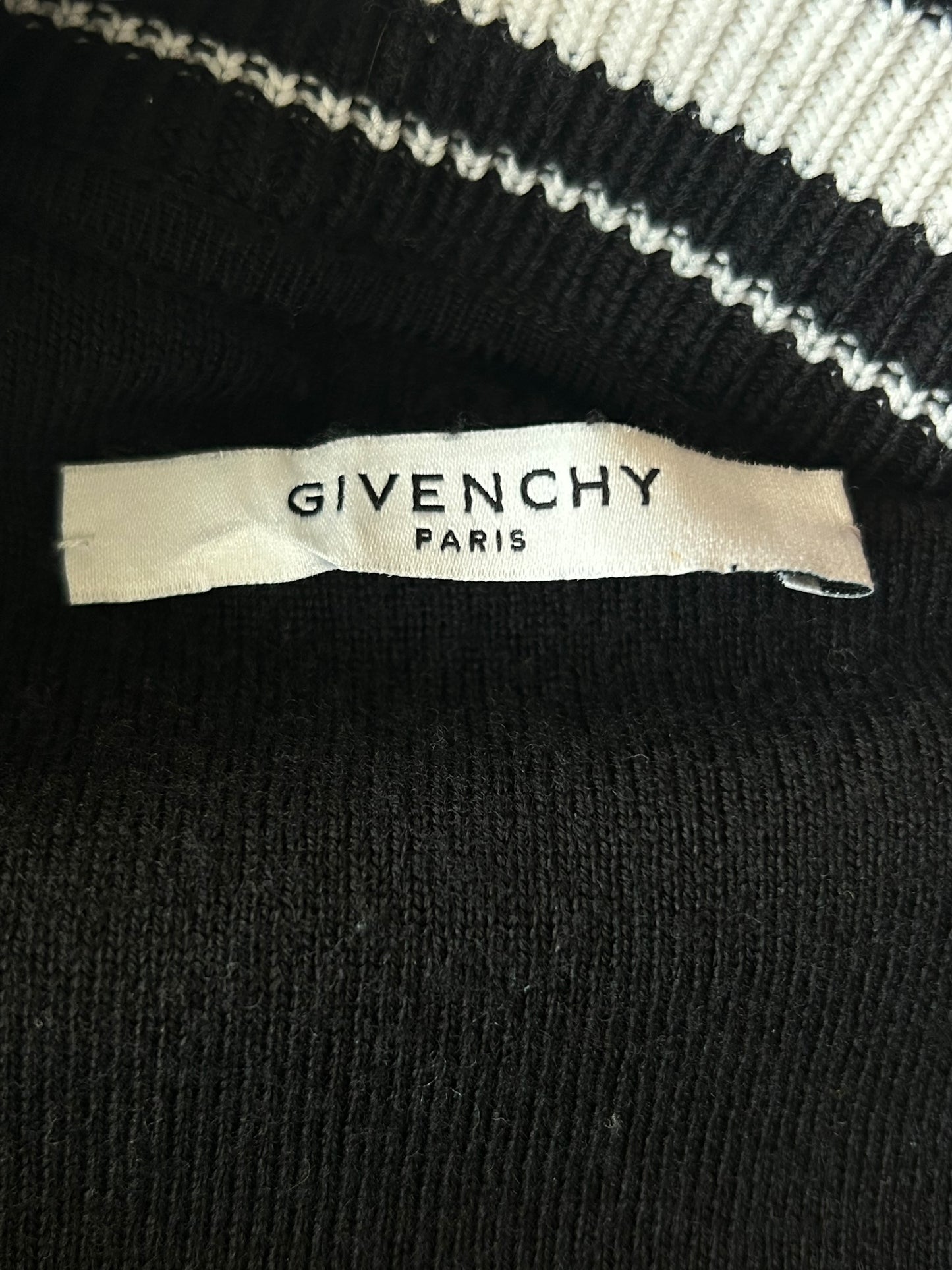 Givenchy Black & White Wool 4G Logo Striped Bomber Jacket
