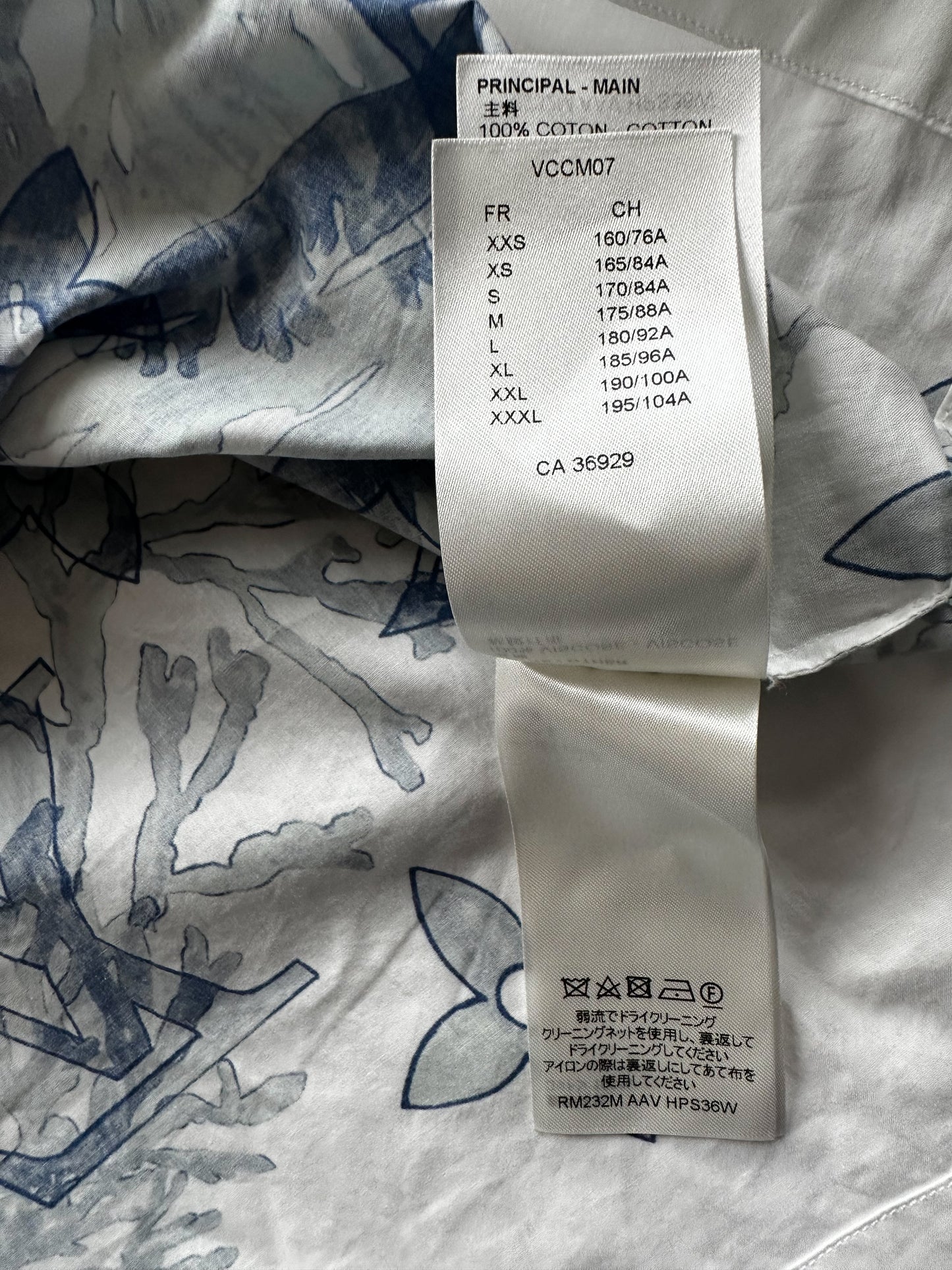 Louis Vuitton Blue & White Aquagarden Monogram Button Up Shirt