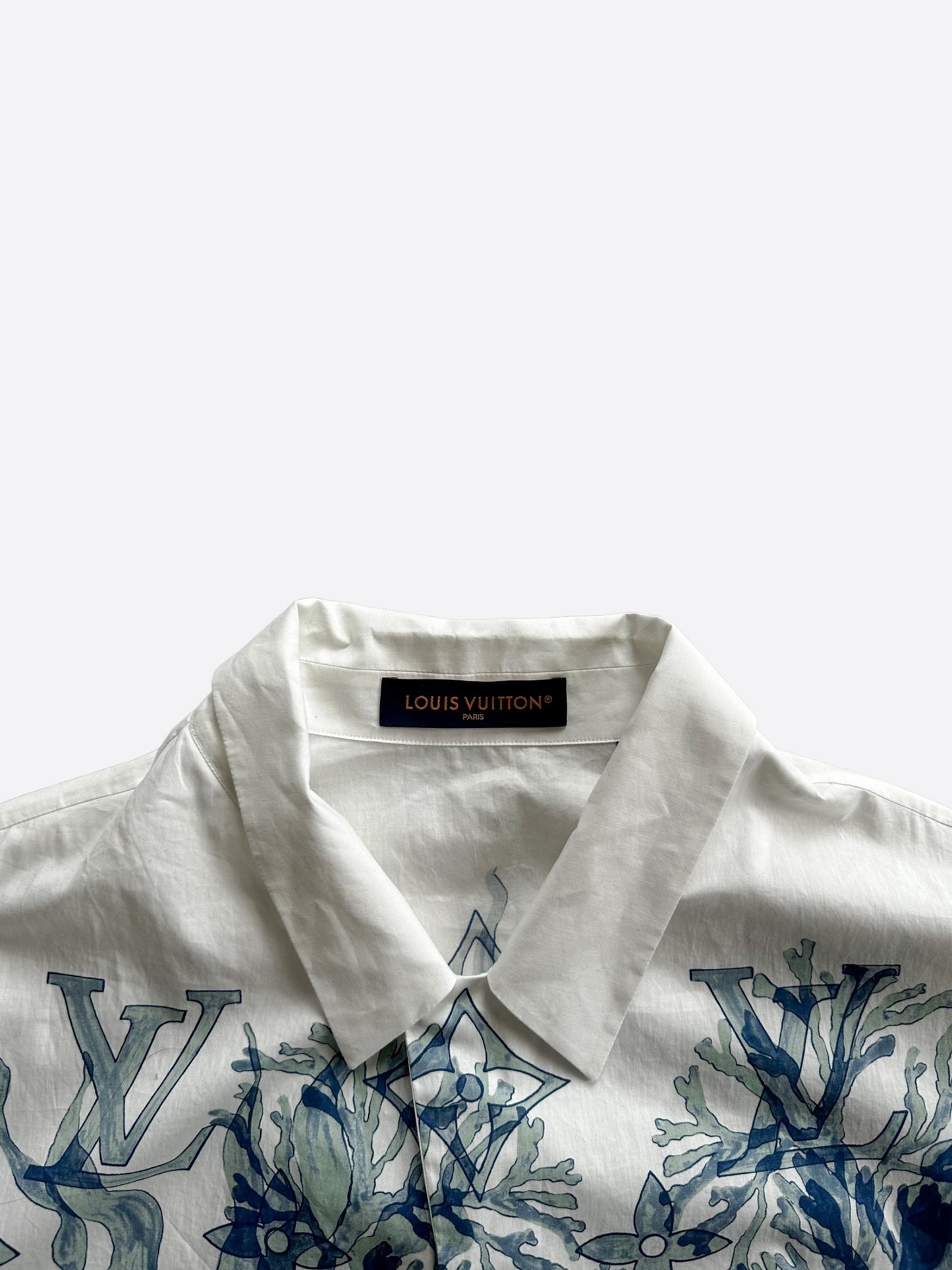 Louis Vuitton Blue & White Aquagarden Monogram Button Up Shirt
