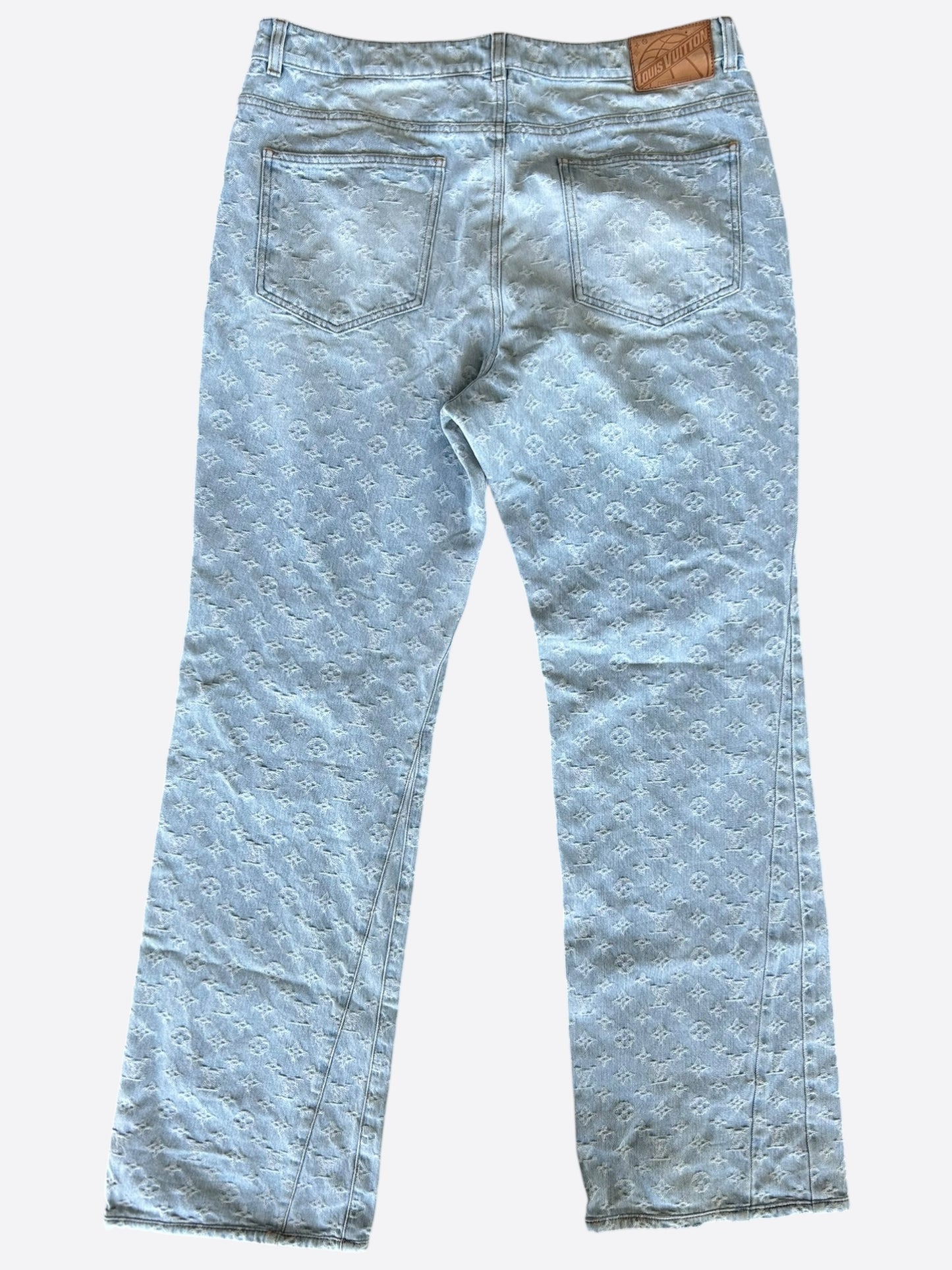 Louis Vuitton NBA Blue & White Monogram Flared Jeans