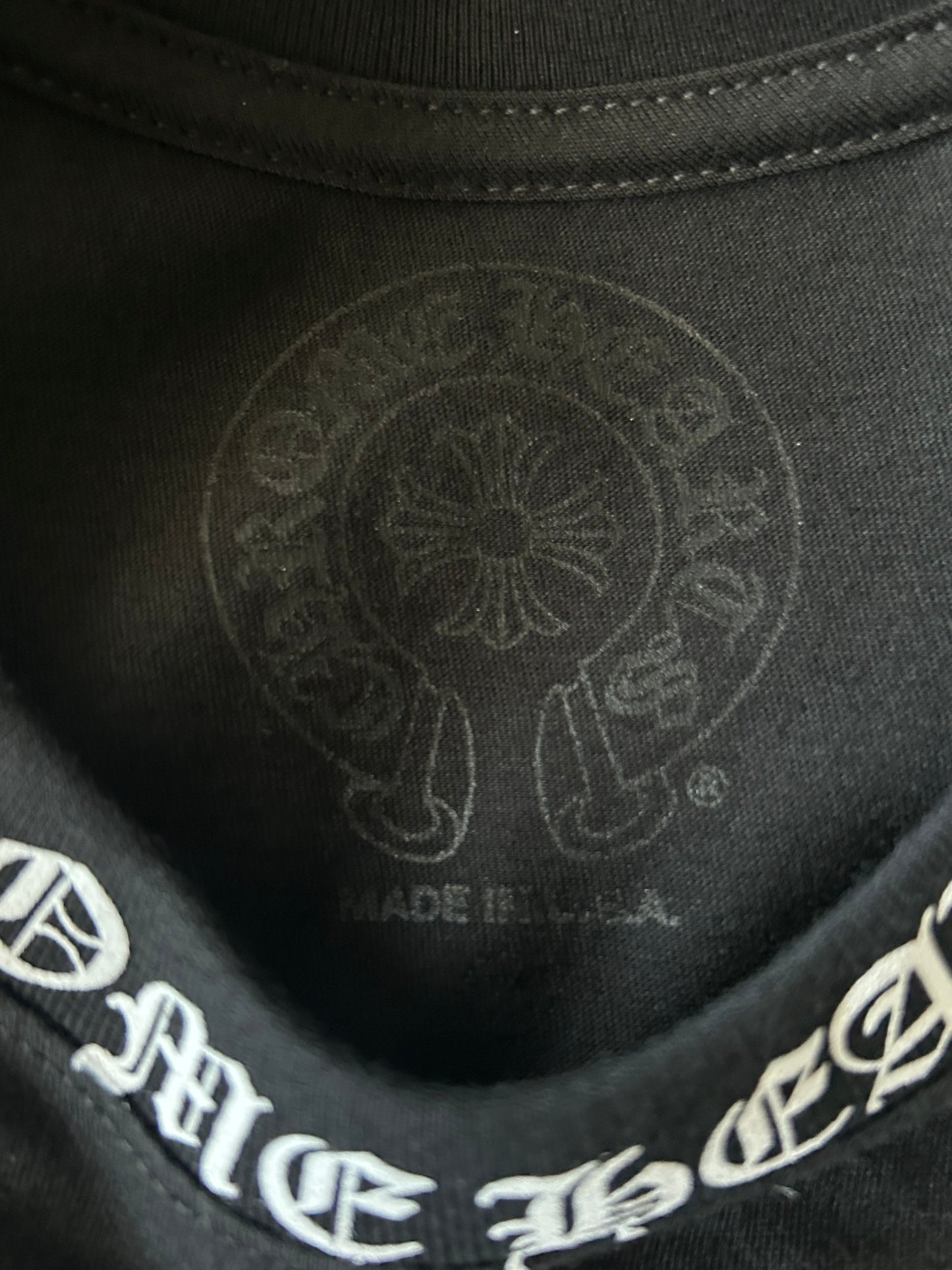Chrome Hearts Black & White Neck Logo T-Shirt