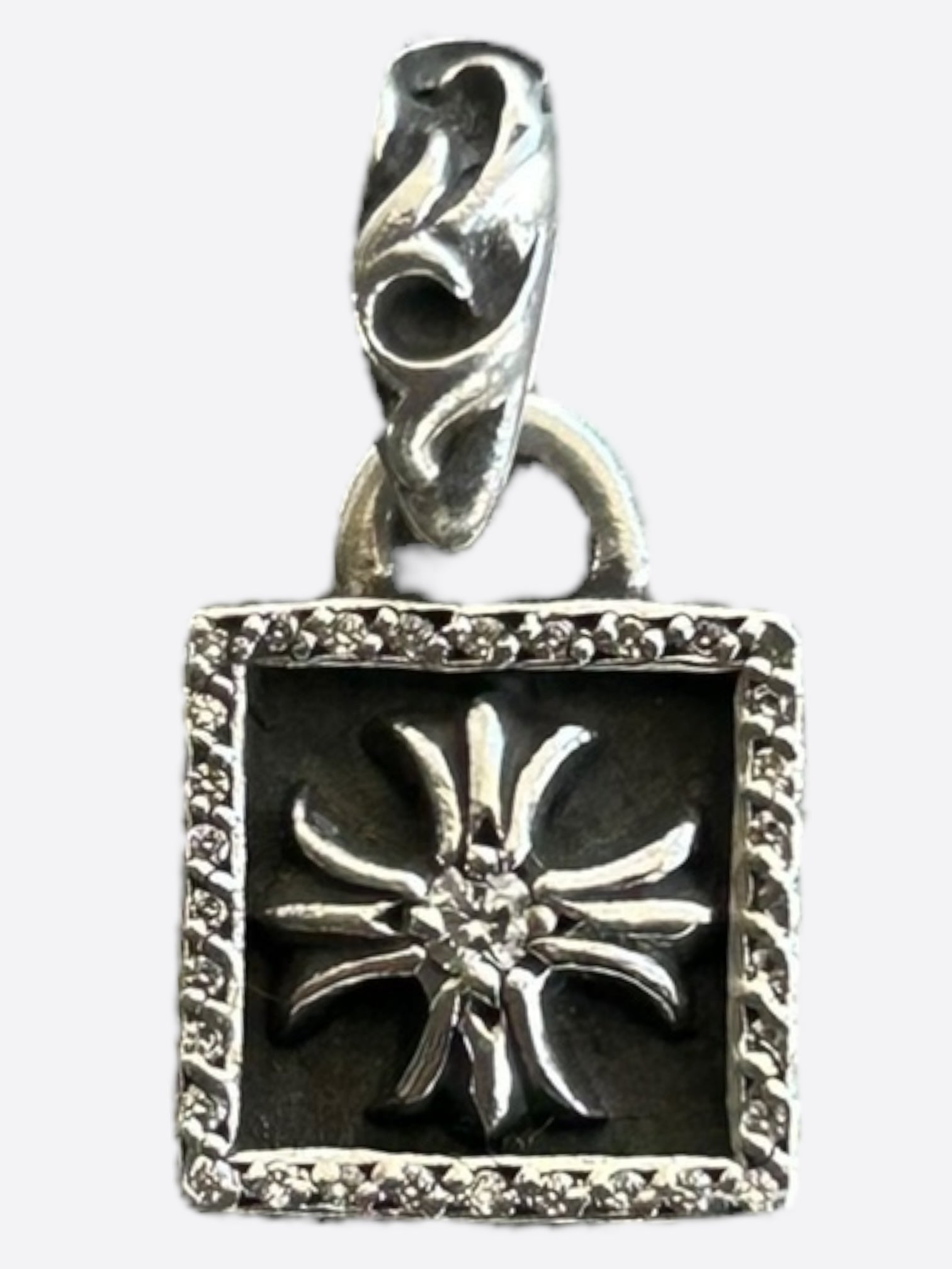 Chrome Hearts Silver & Diamond Cross Pendant – Savonches