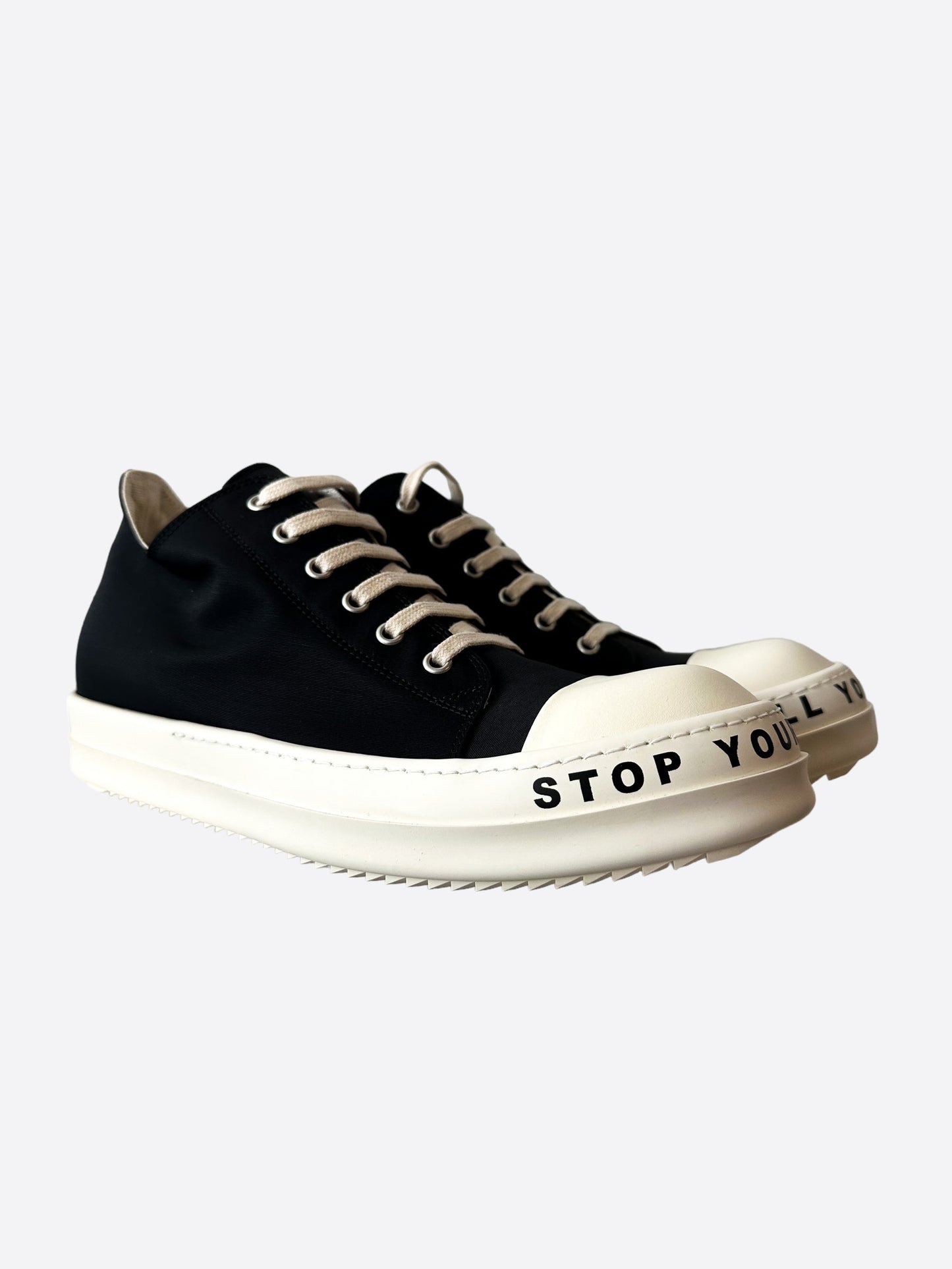 Rick Owens Drkshdw Black & White Stop Your Breath Low Top Sneakers