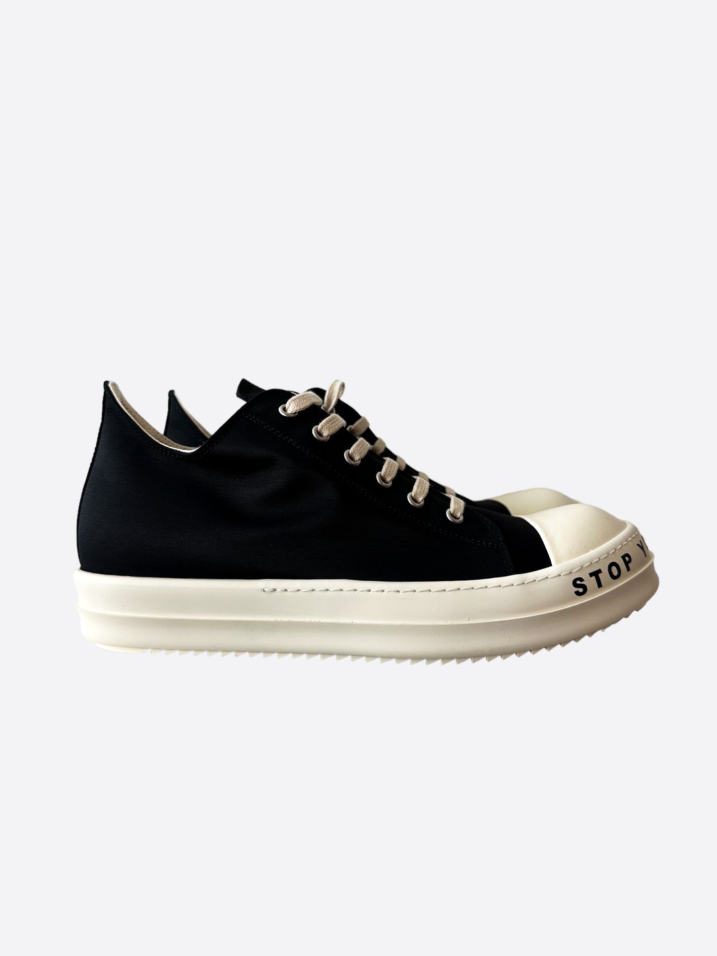 Rick Owens Drkshdw Black & White Stop Your Breath Low Top Sneakers