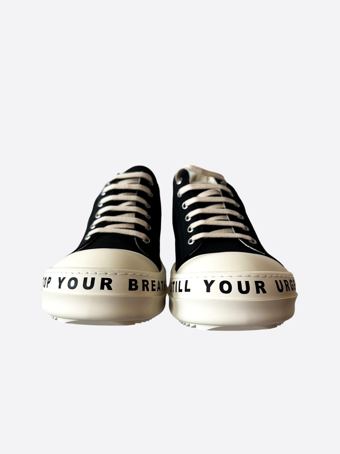 Rick Owens Drkshdw Black & White Stop Your Breath Low Top Sneakers