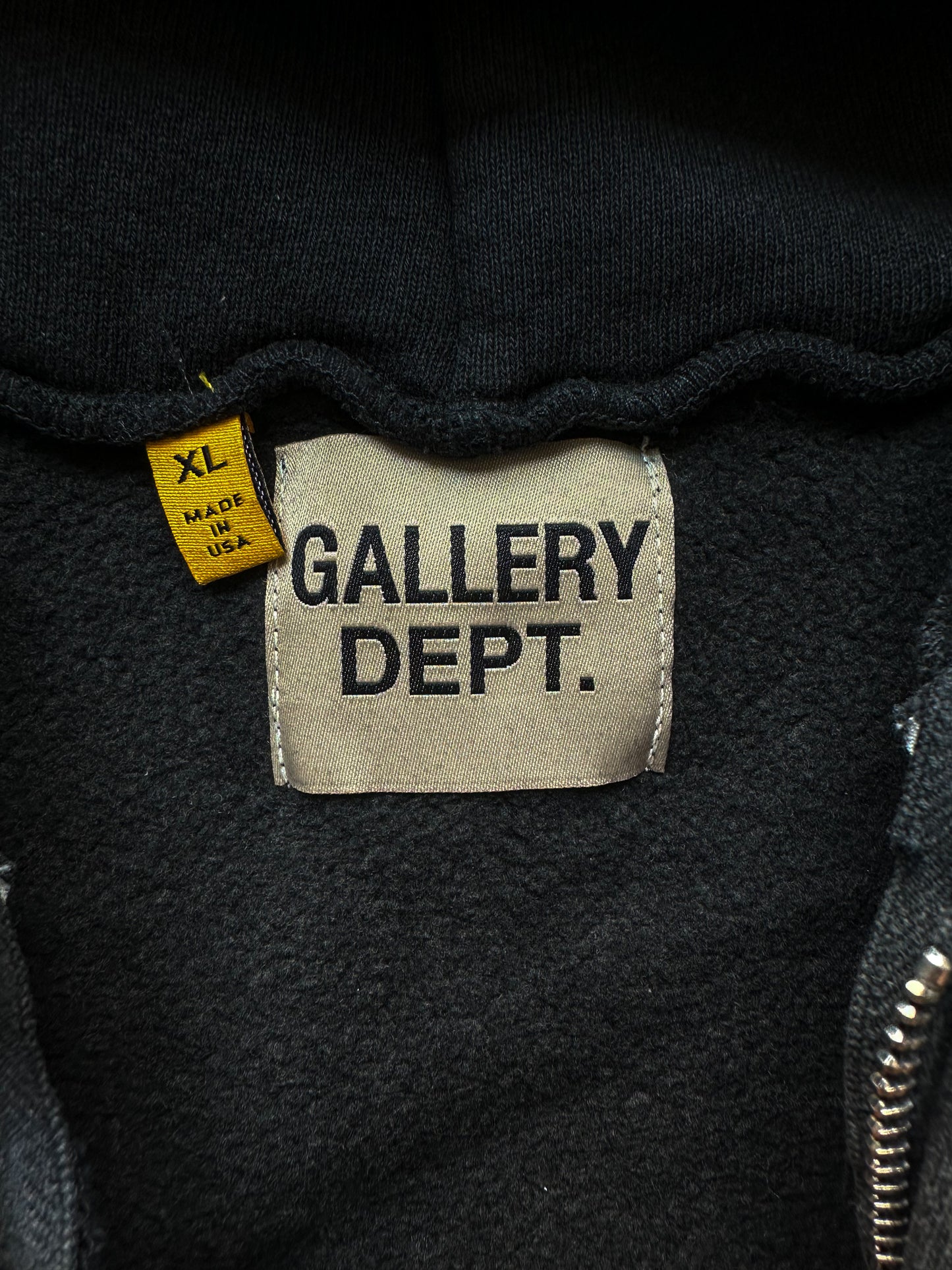 Gallery Dept Black Sunfaded Logo Zip Up Hoodie