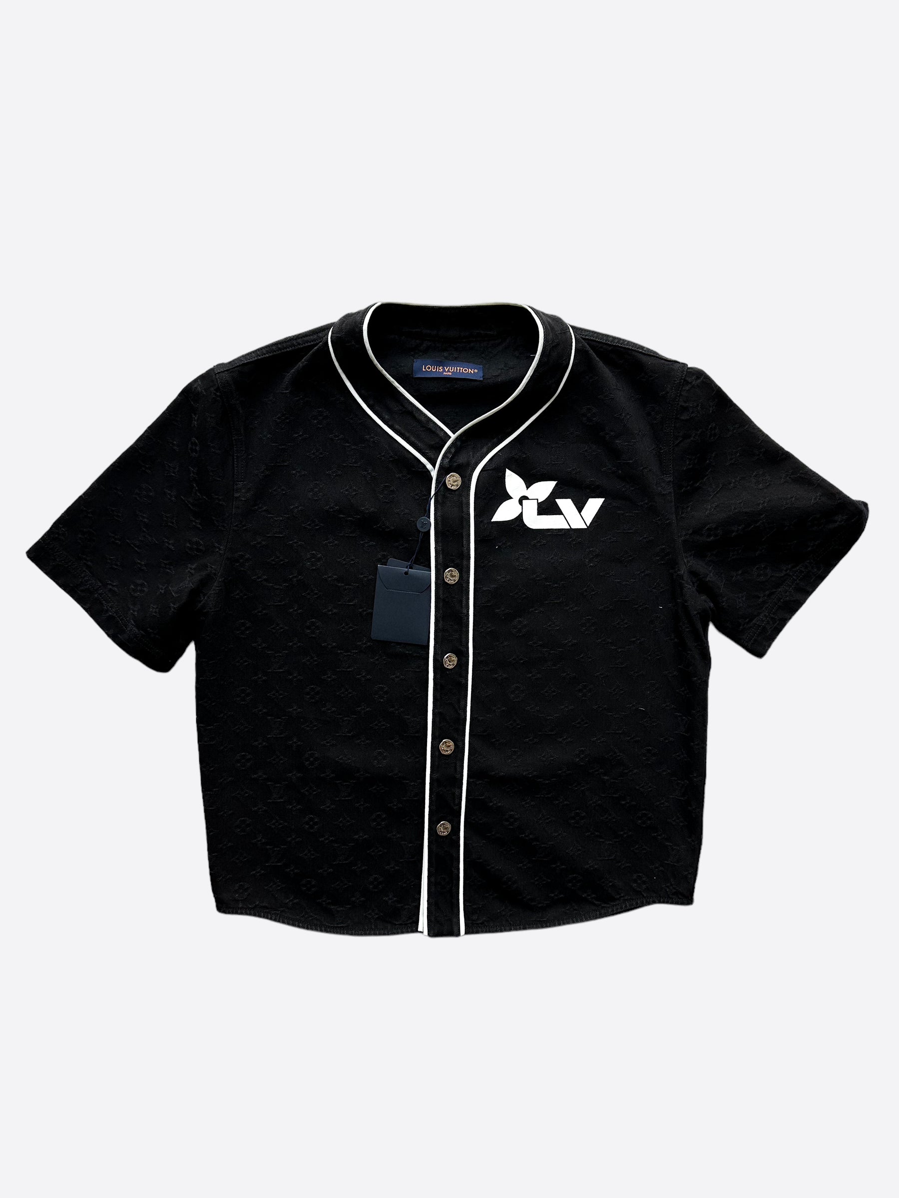 Louis vuitton black baseball jersey luxury shirt