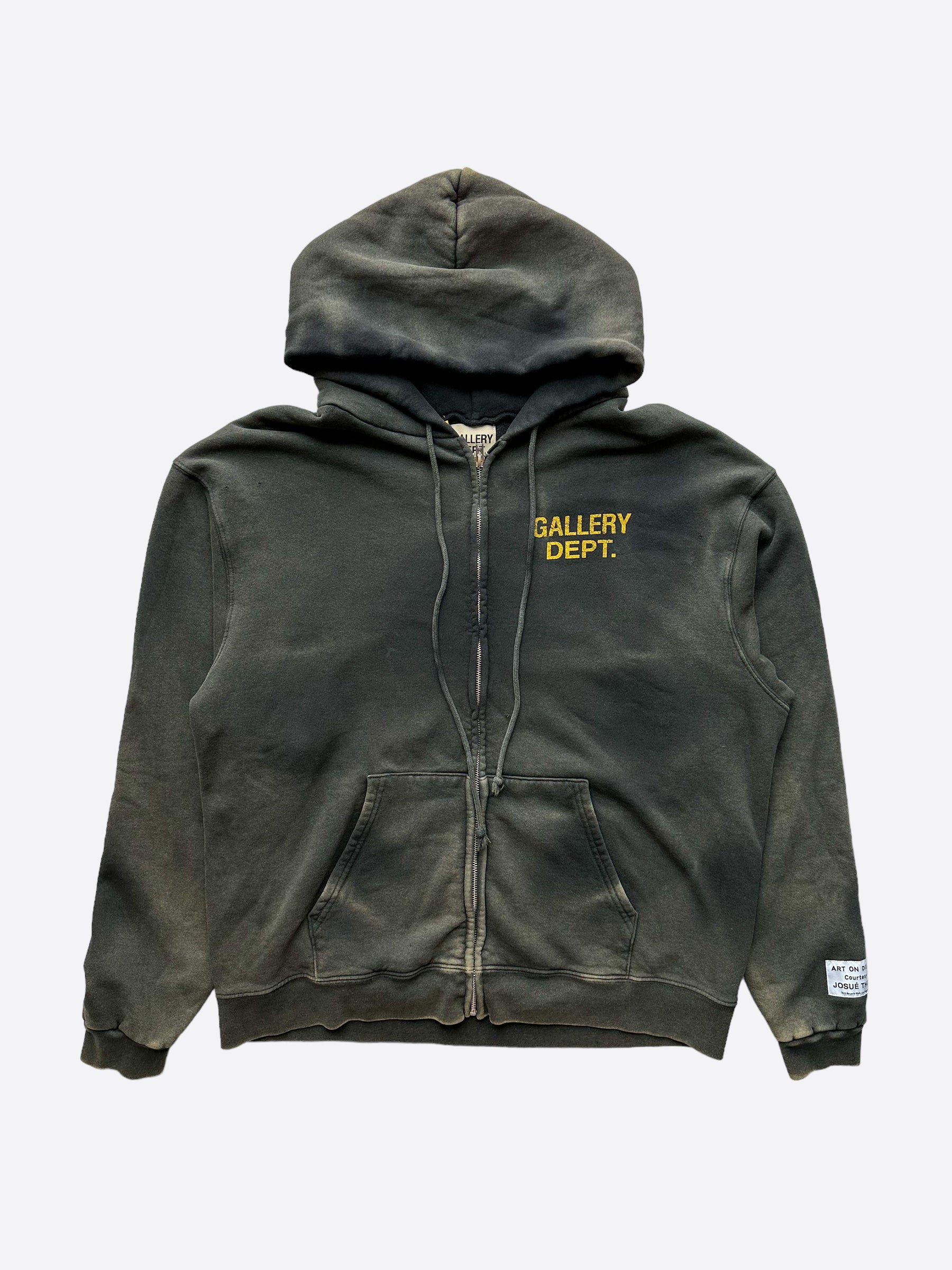 Gallery Dept Black Sunfaded Logo Zip Up Hoodie