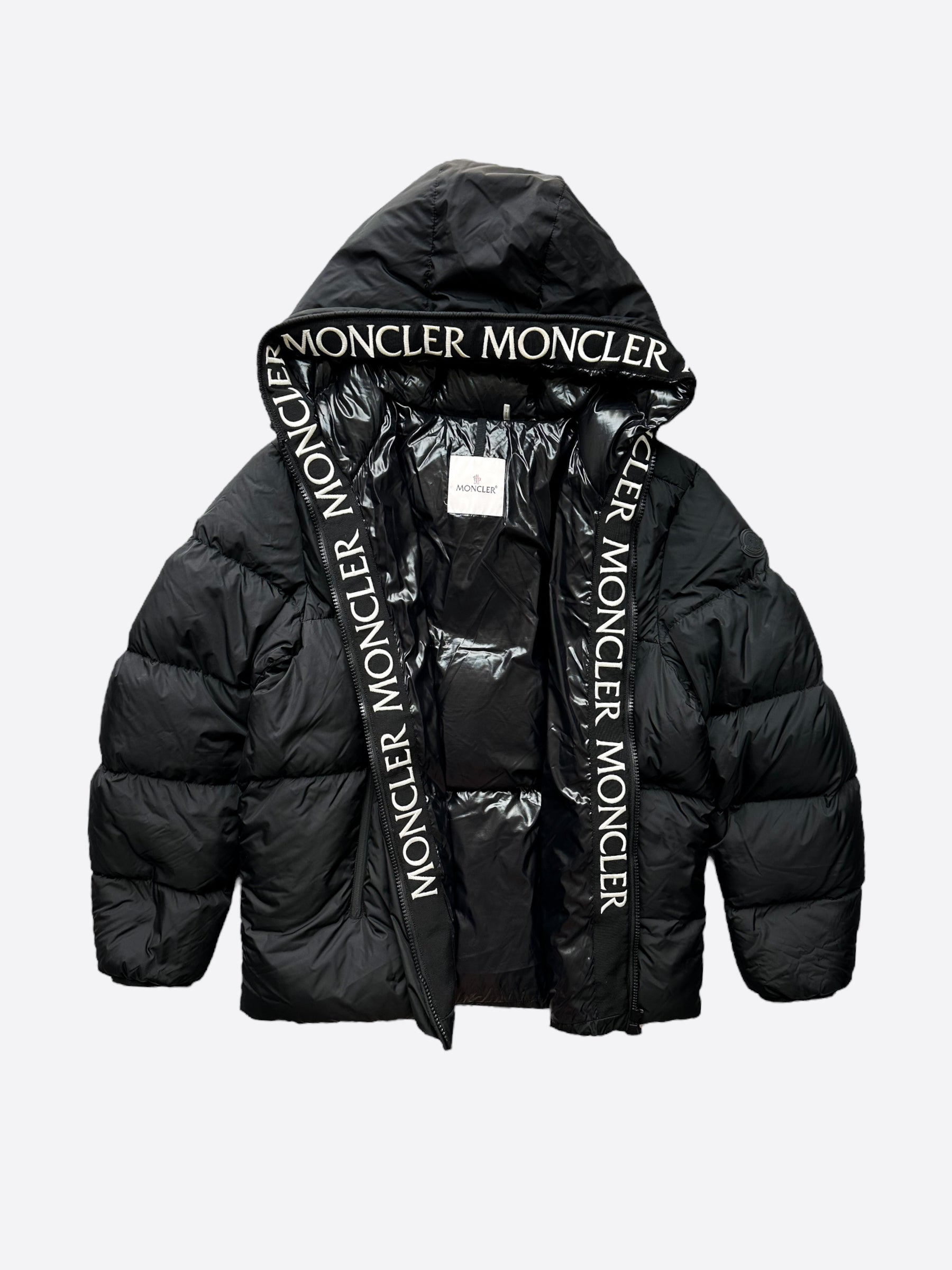 Moncler Black Montcla Logo Repeat Puffer Jackets – Savonches