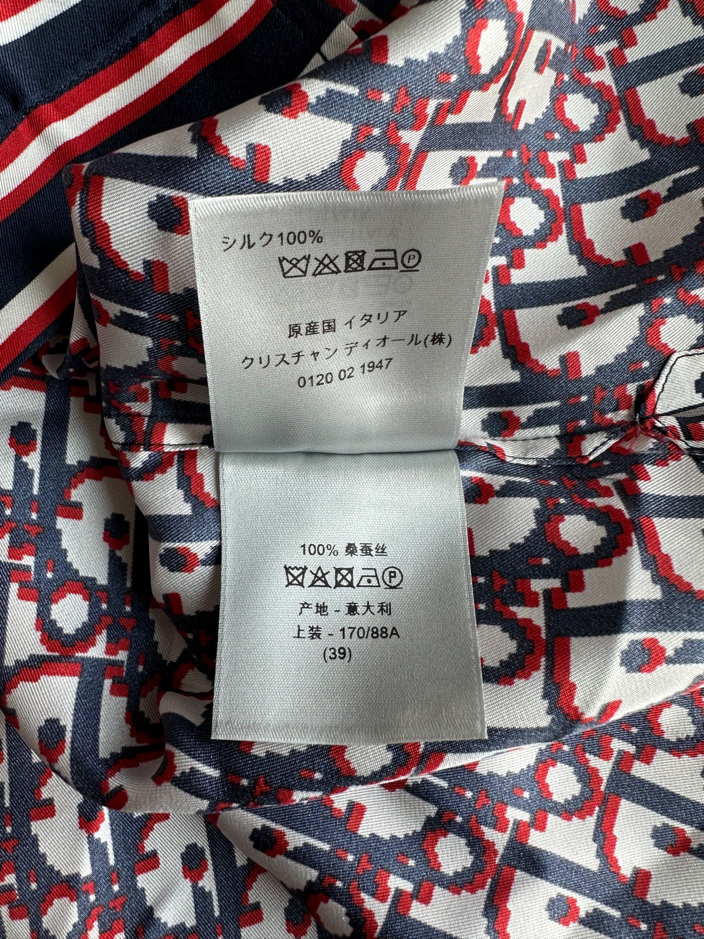 Dior Blue & Red Pixel Oblique Button Up Shirt