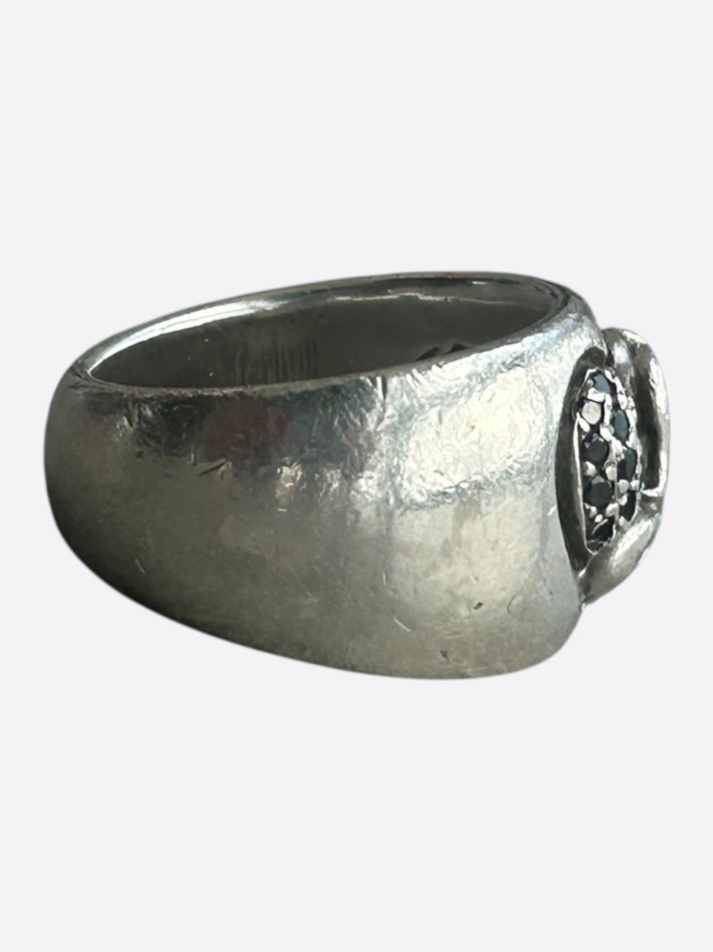 Chrome Hearts Silver & Black Diamond Heart Ring
