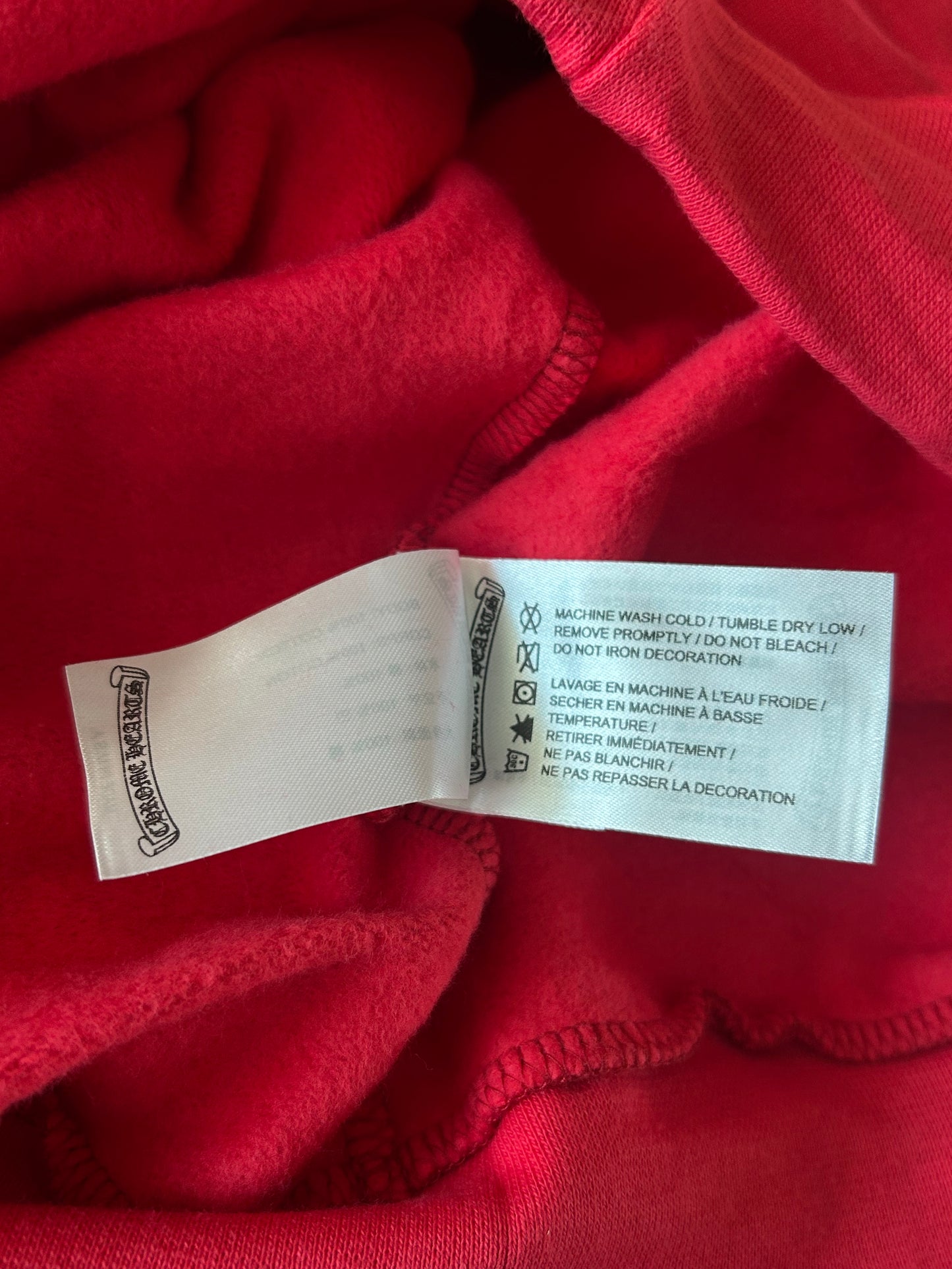 Chrome Hearts Red & White Scroll Logo Hoodie