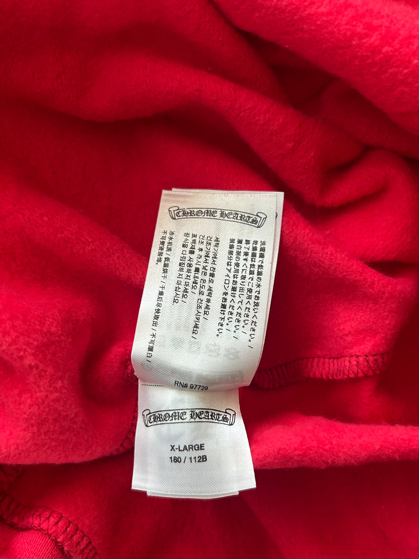Chrome Hearts Red & White Scroll Logo Hoodie