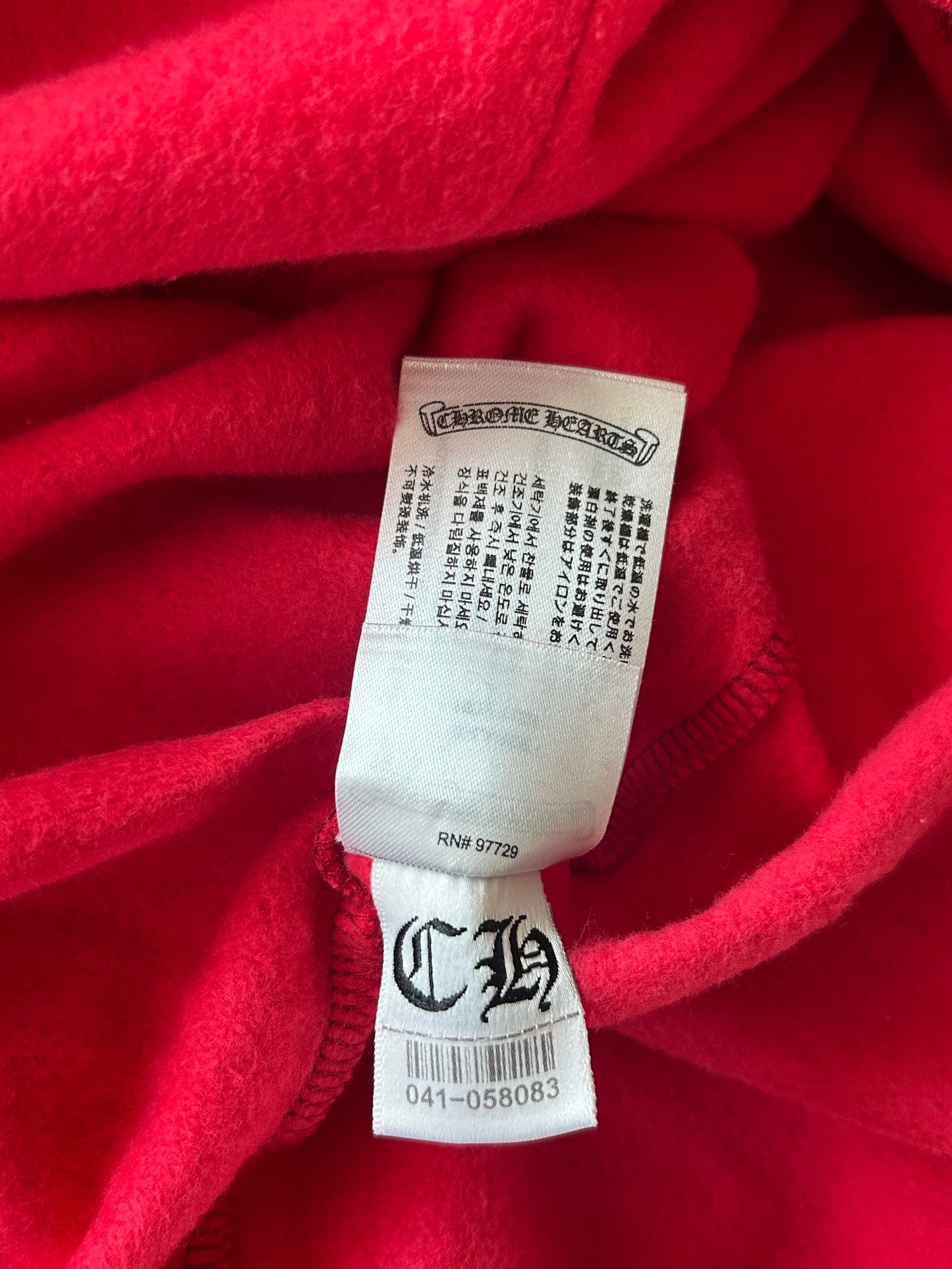 Chrome Hearts Red & White Scroll Logo Hoodie
