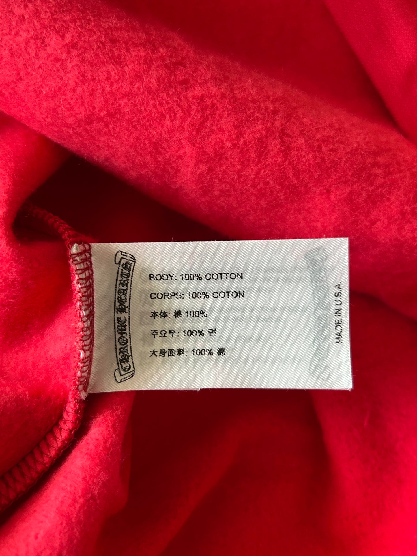 Chrome Hearts Red & White Scroll Logo Hoodie