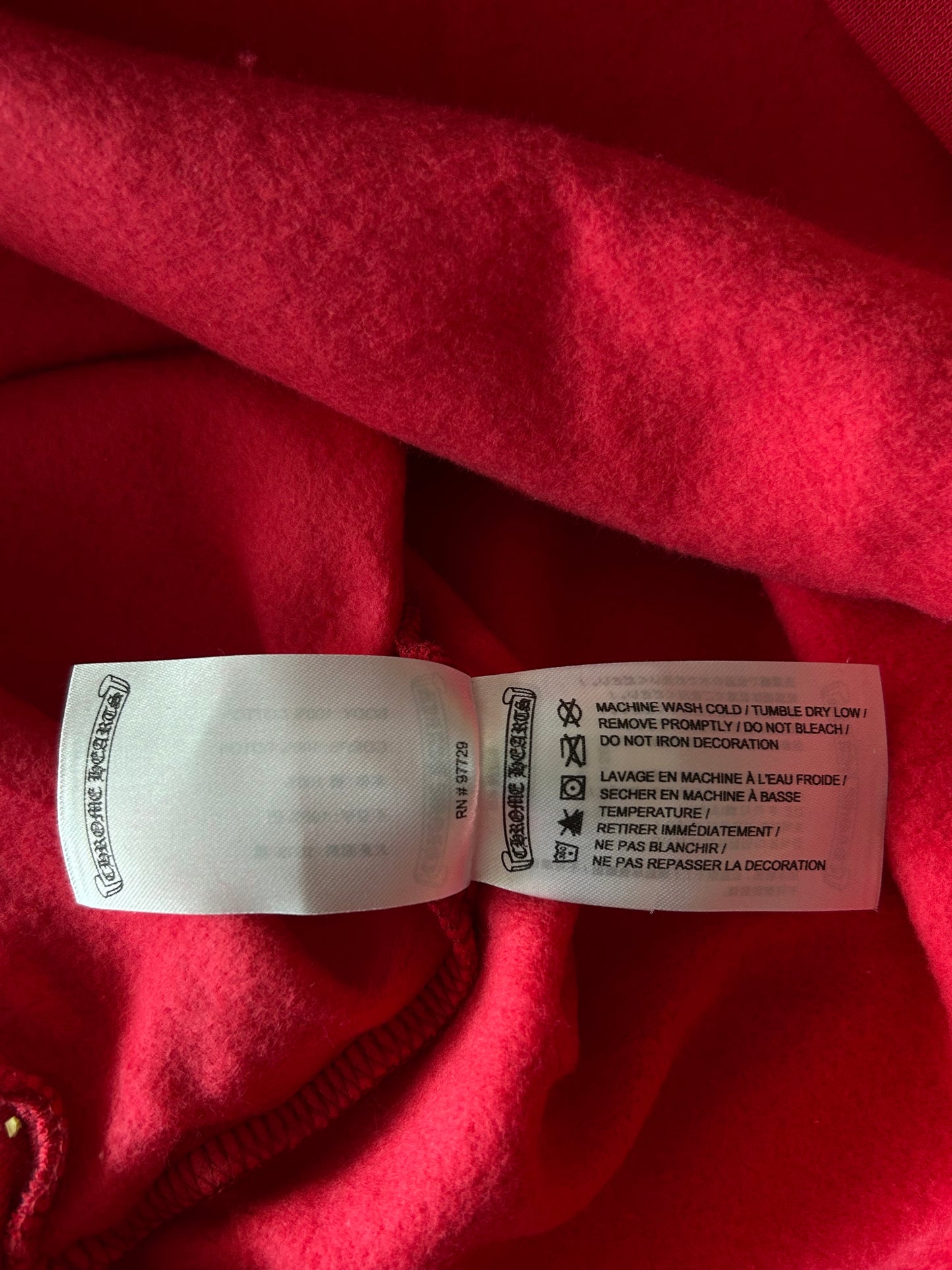 Chrome Hearts Red & White Scroll Logo Hoodie