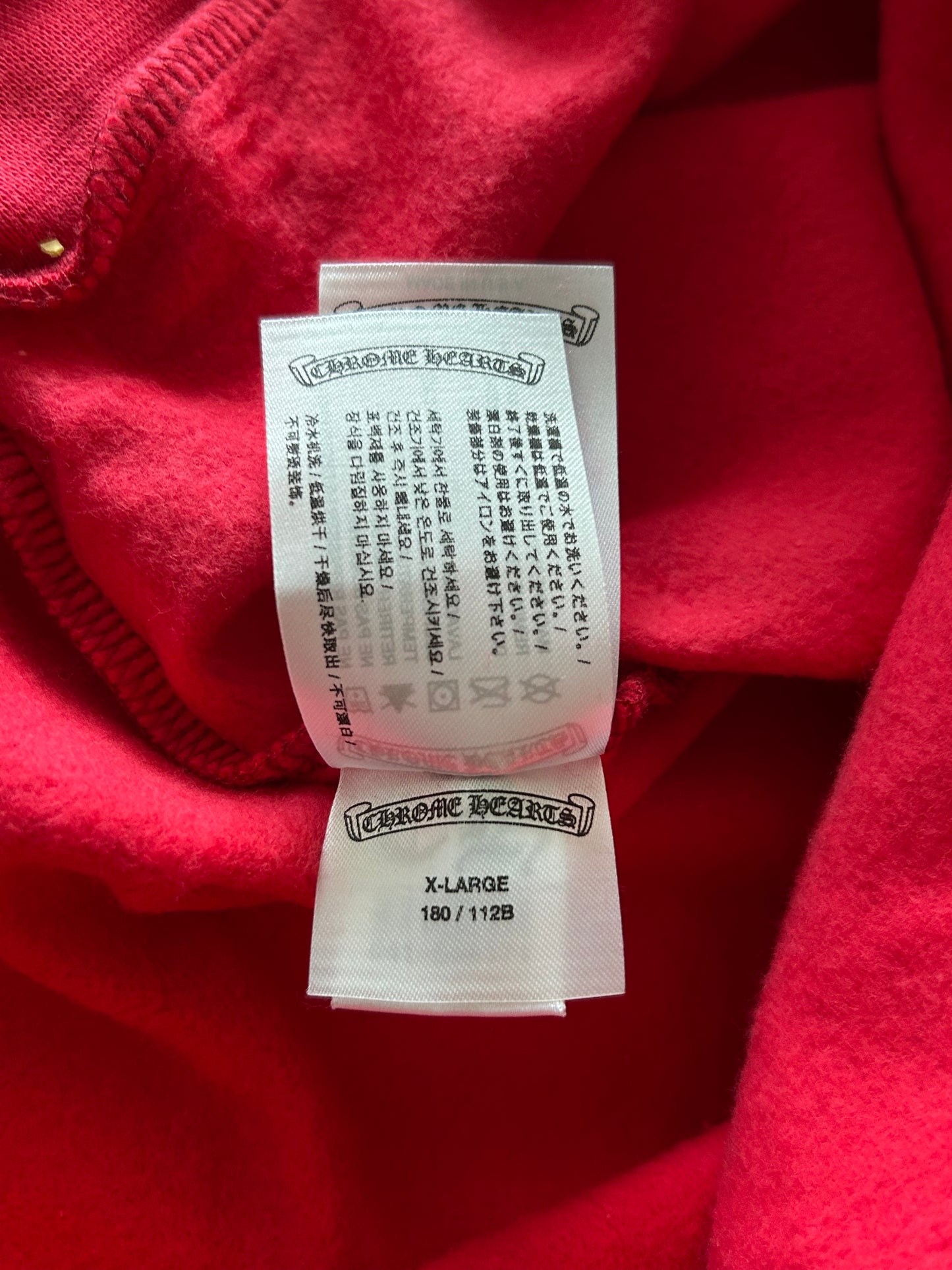 Chrome Hearts Red & White Scroll Logo Hoodie