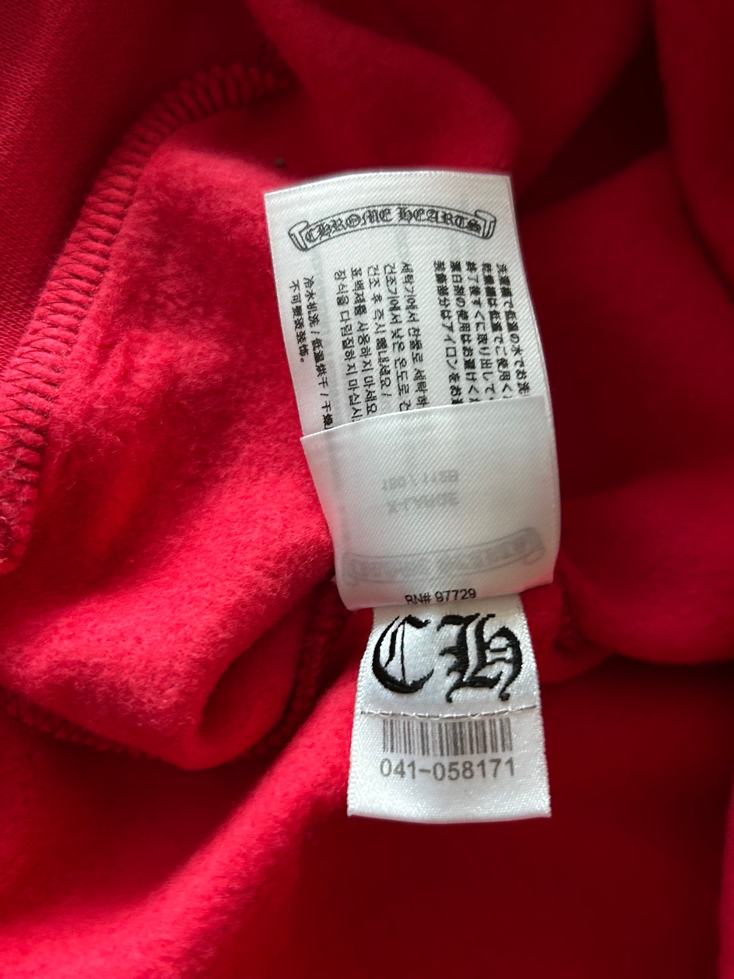 Chrome Hearts Red & White Scroll Logo Hoodie
