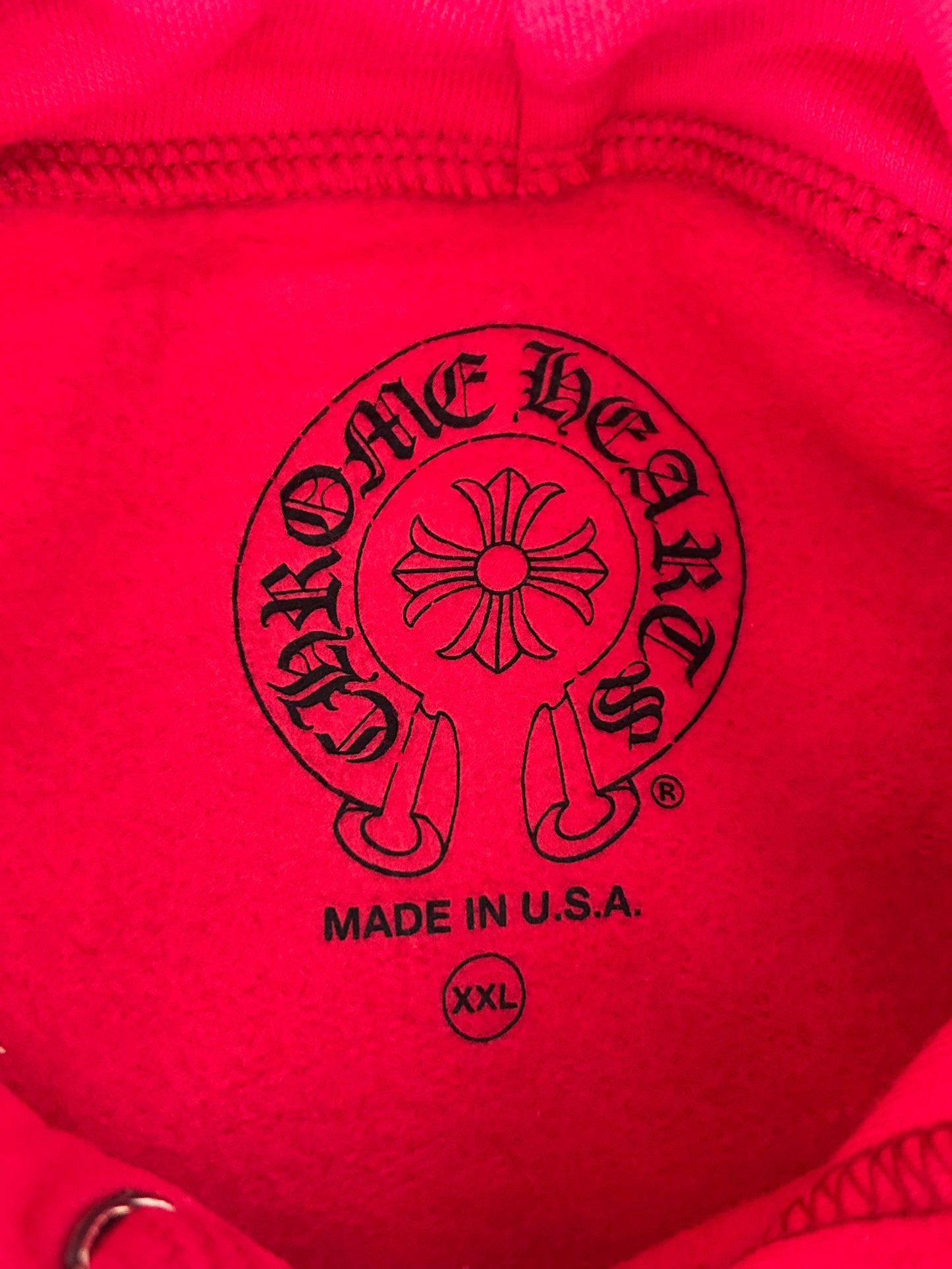Chrome Hearts Red & White Scroll Logo Hoodie