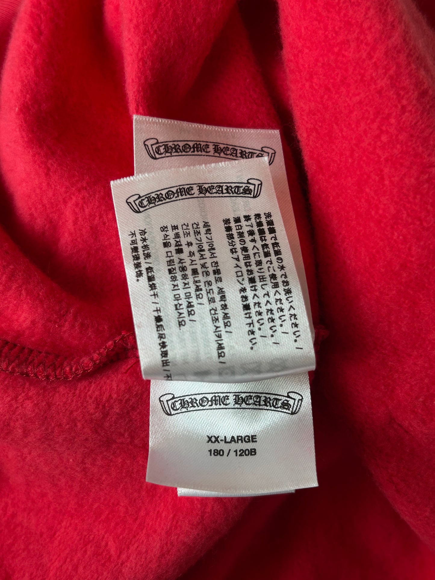 Chrome Hearts Red & White Scroll Logo Hoodie