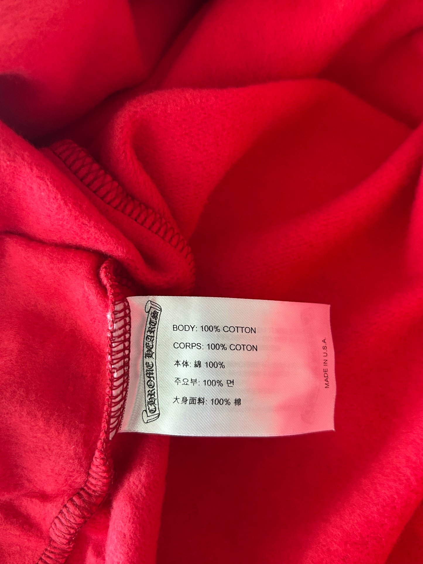 Chrome Hearts Red & White Scroll Logo Hoodie