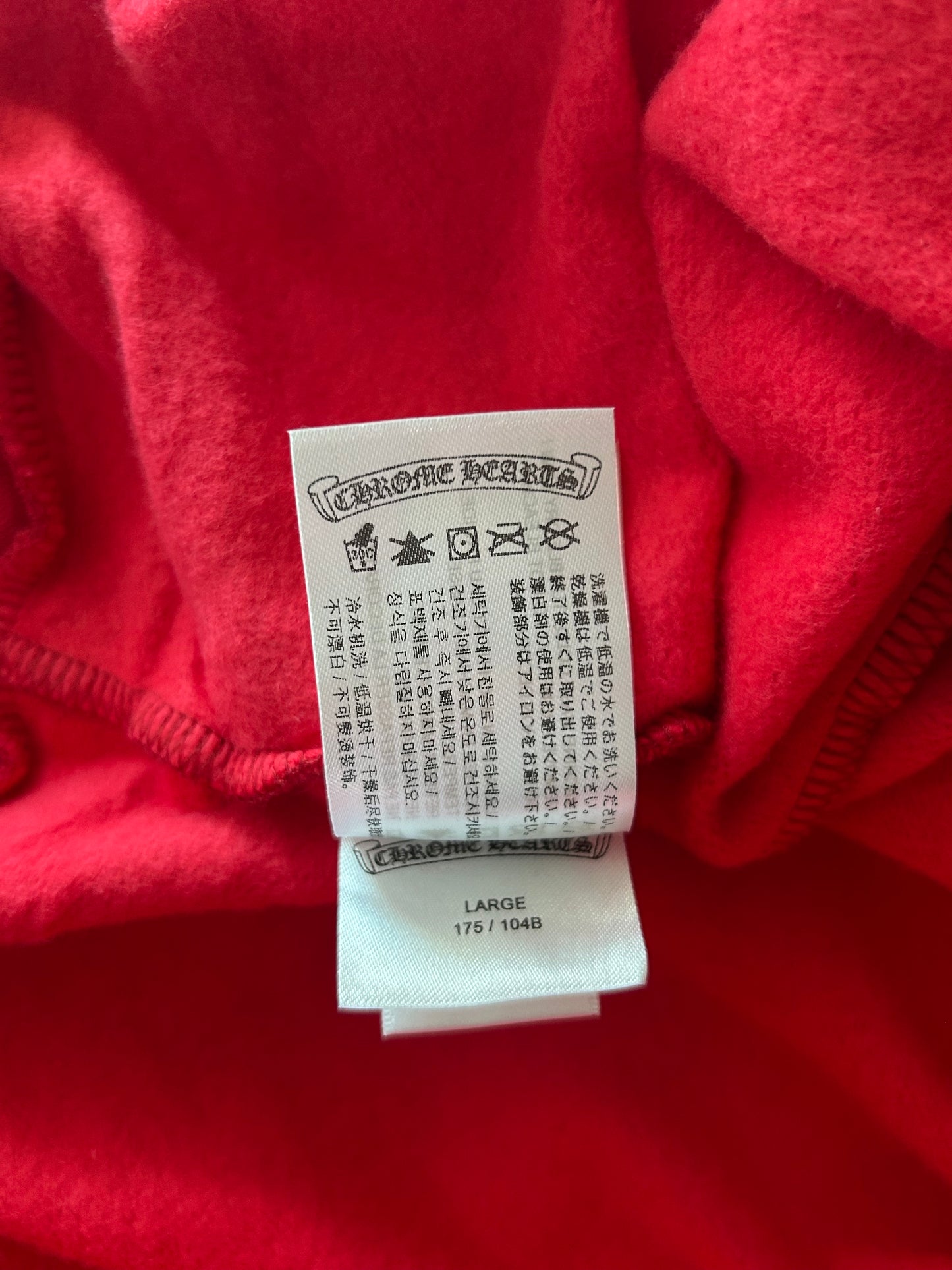 Chrome Hearts Red & White Scroll Logo Hoodie