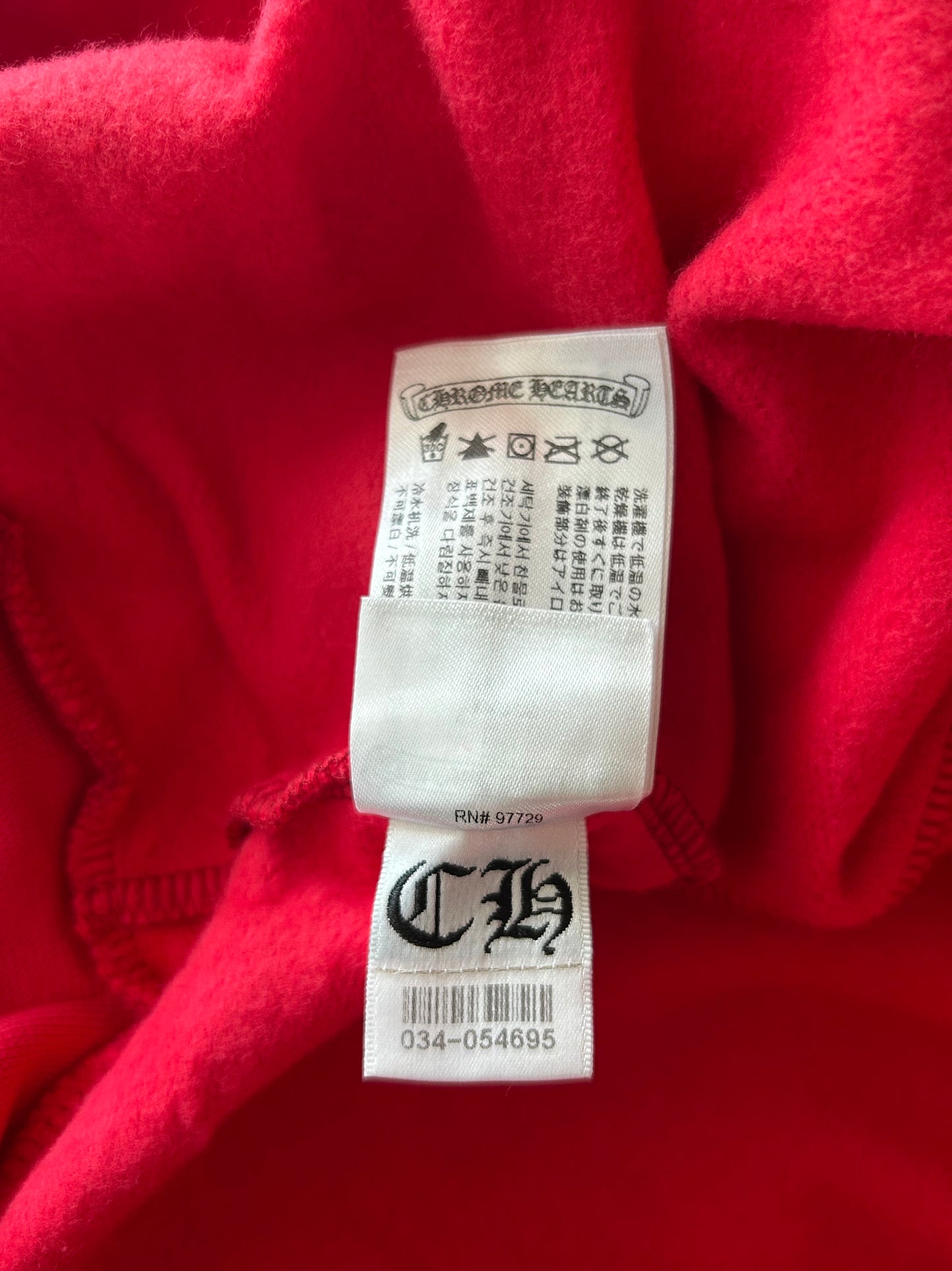 Chrome Hearts Red & White Scroll Logo Hoodie