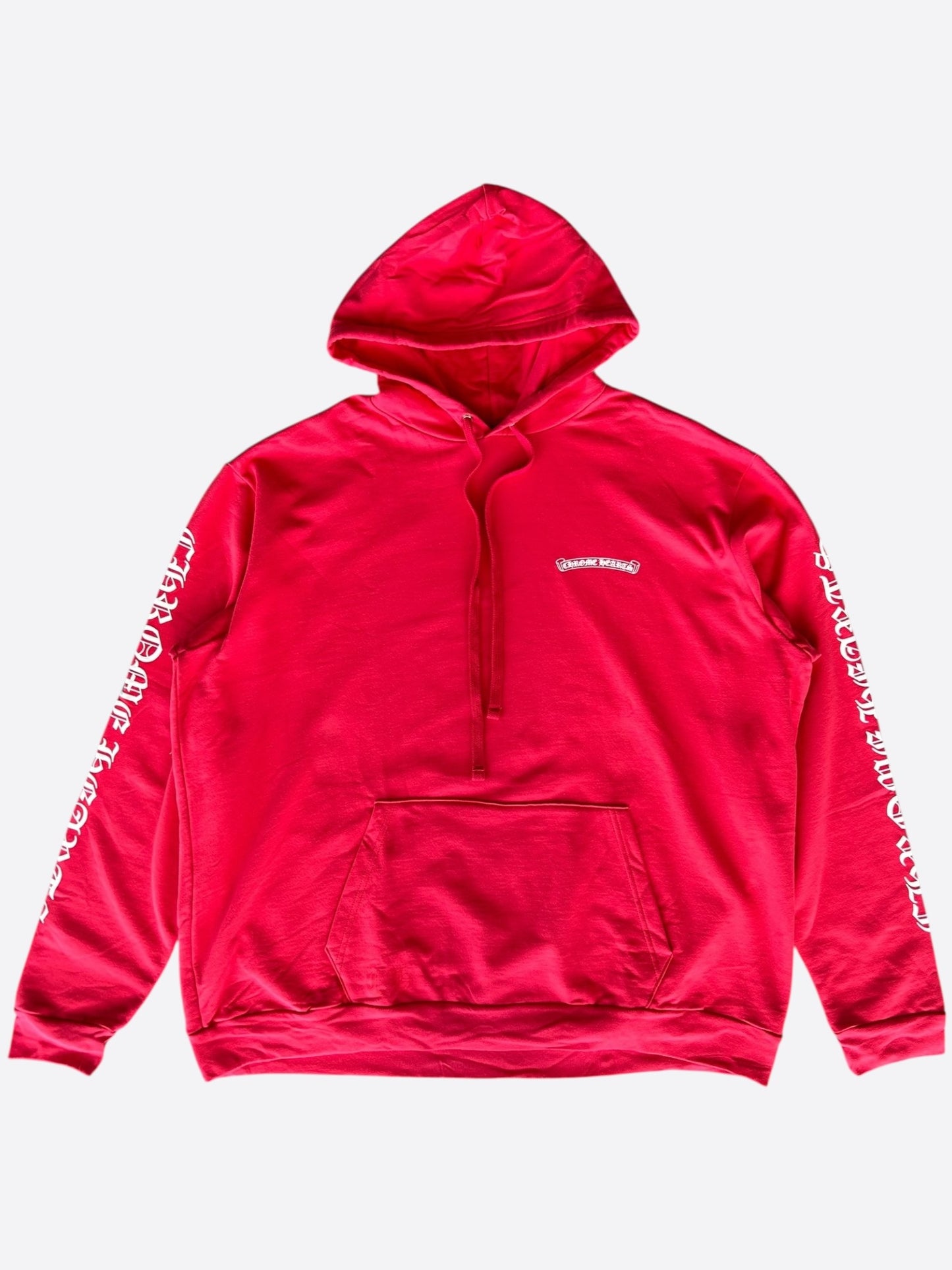 Chrome Hearts Red & White Scroll Logo Hoodie