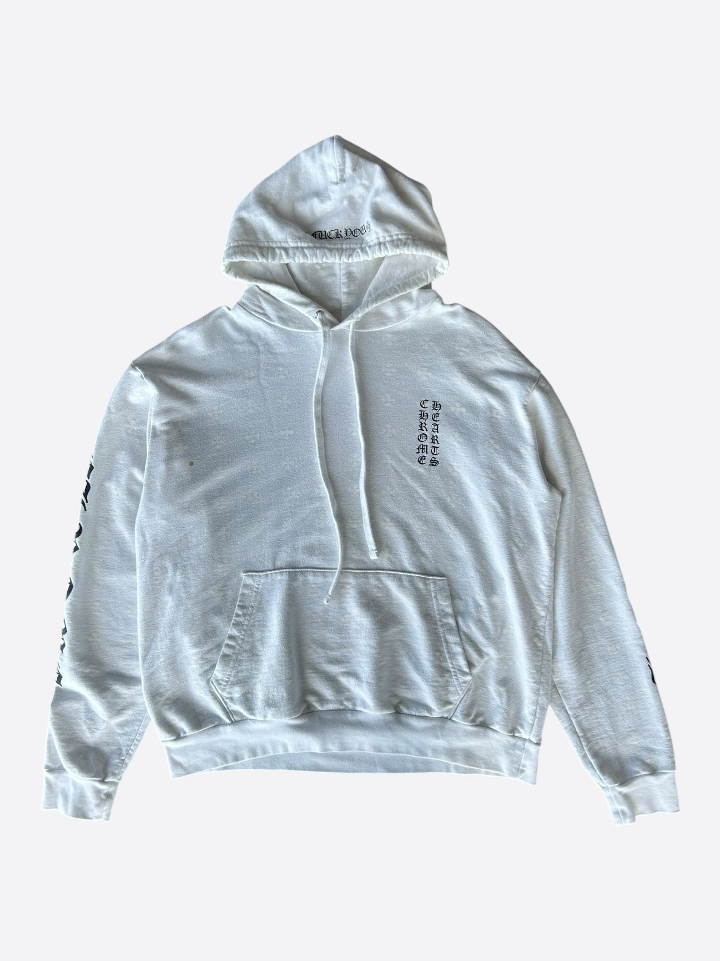 Chrome Hearts White & Black Cross Jacquard Horseshoe Logo Hoodie