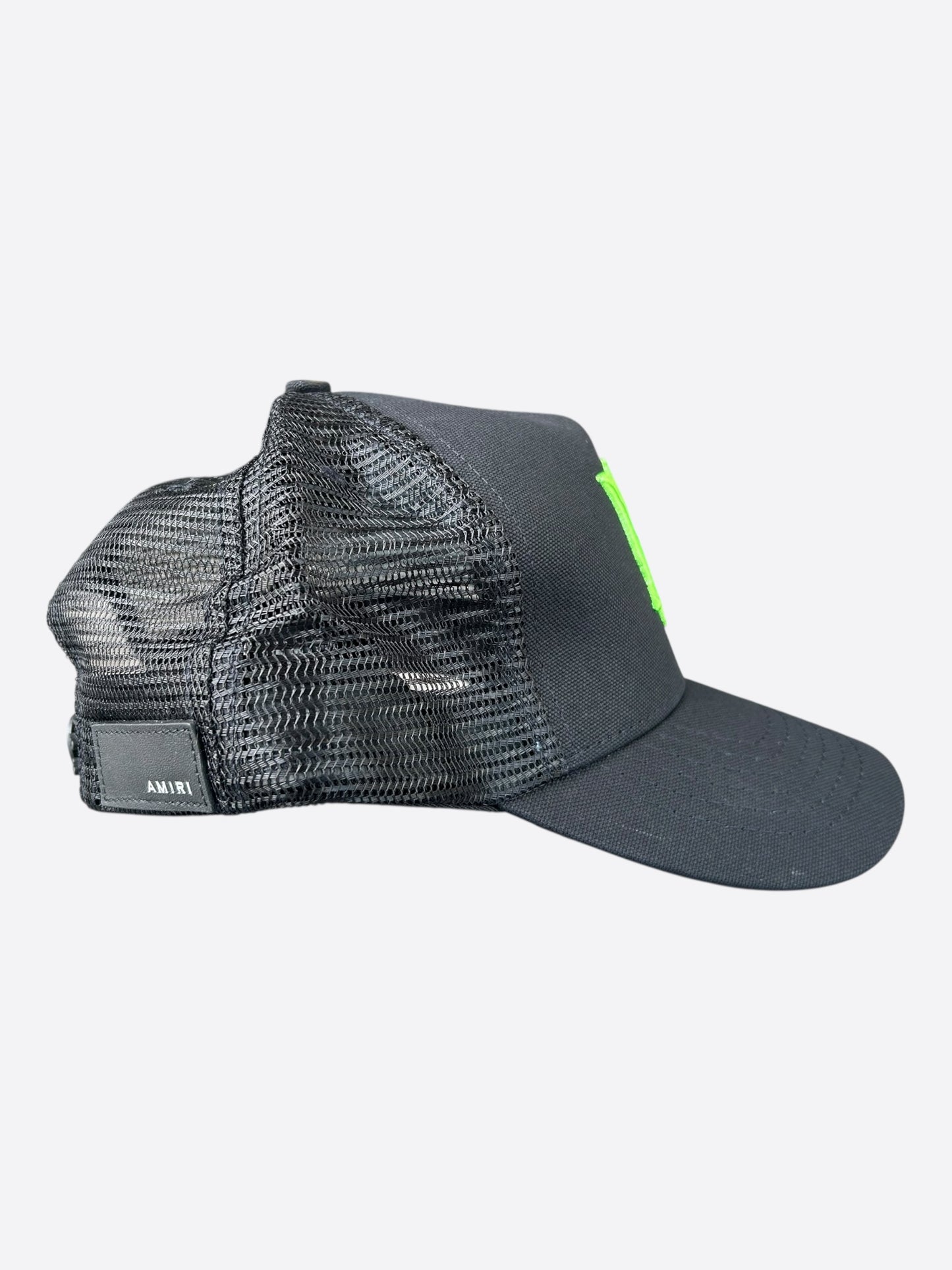 Amiri Black & Green MA Logo Trucker Hat