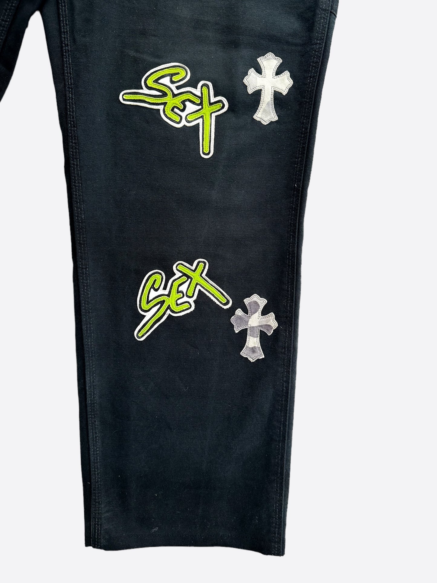 Chrome Hearts Carhartt Black Sex Records Camo Cross Patch Carpenter Pants