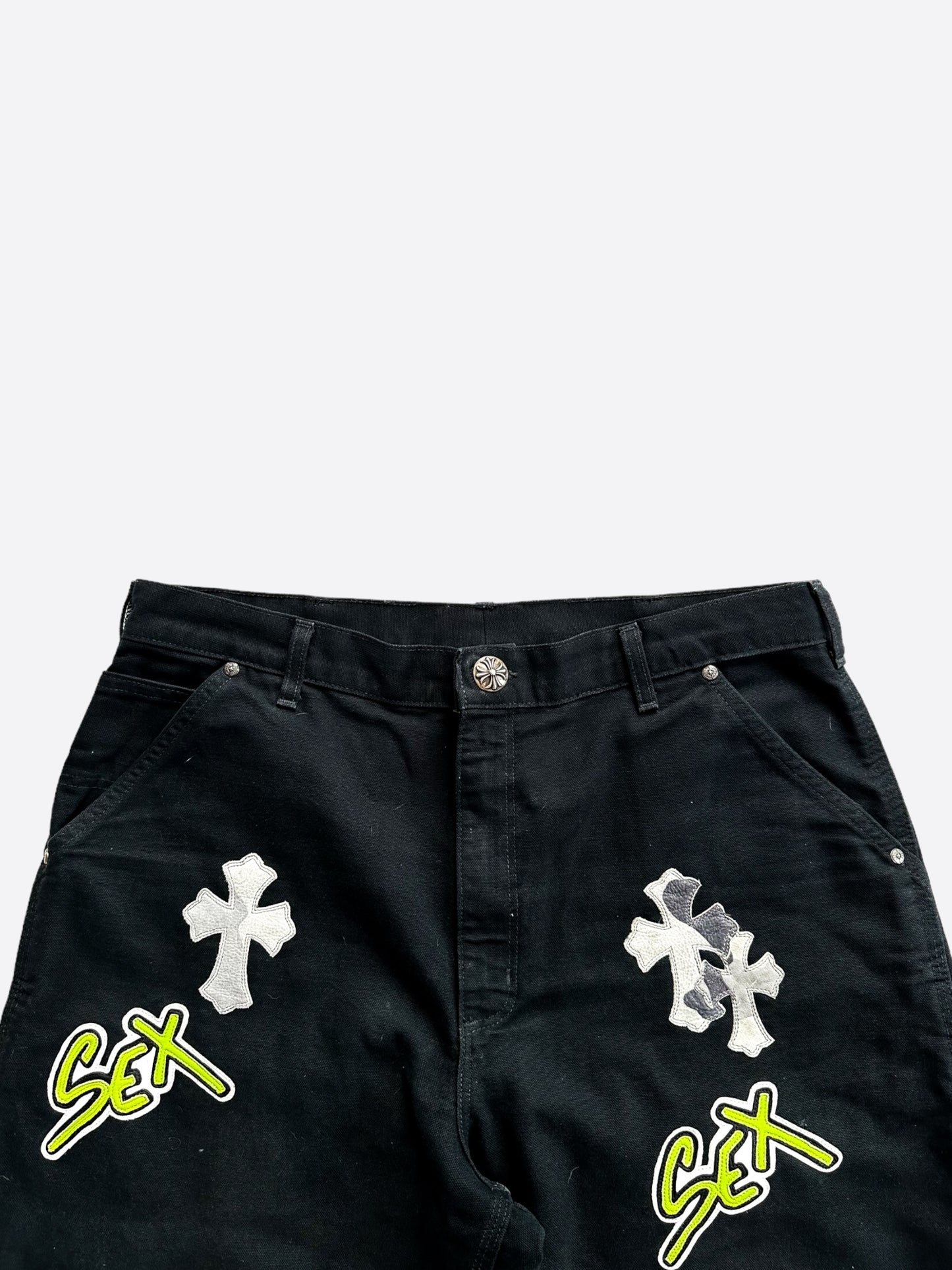 Chrome Hearts Carhartt Black Sex Records Camo Cross Patch Carpenter Pants