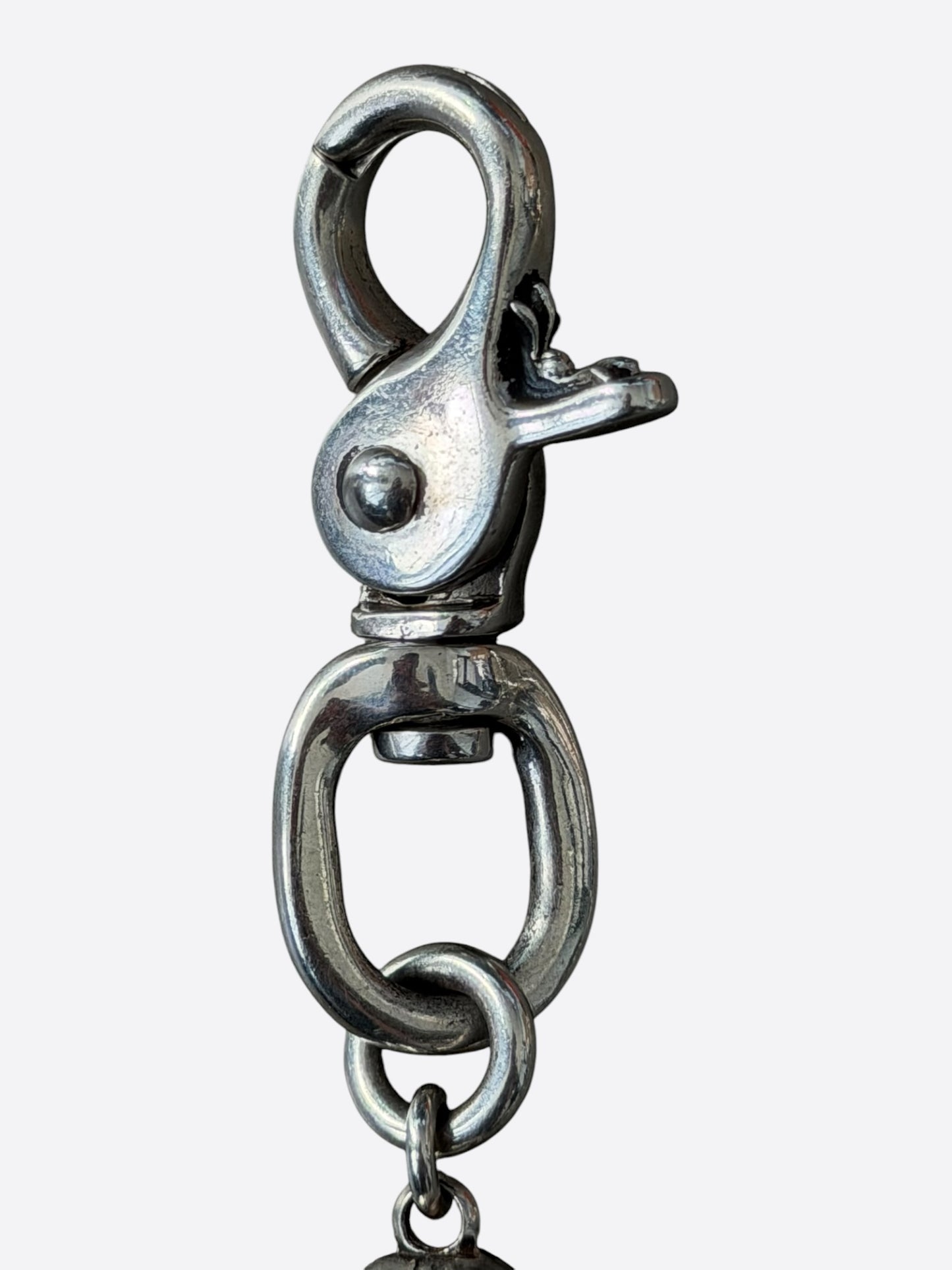 Chrome Hearts Silver & Pink Ruby Foti Skull Wallet Chain