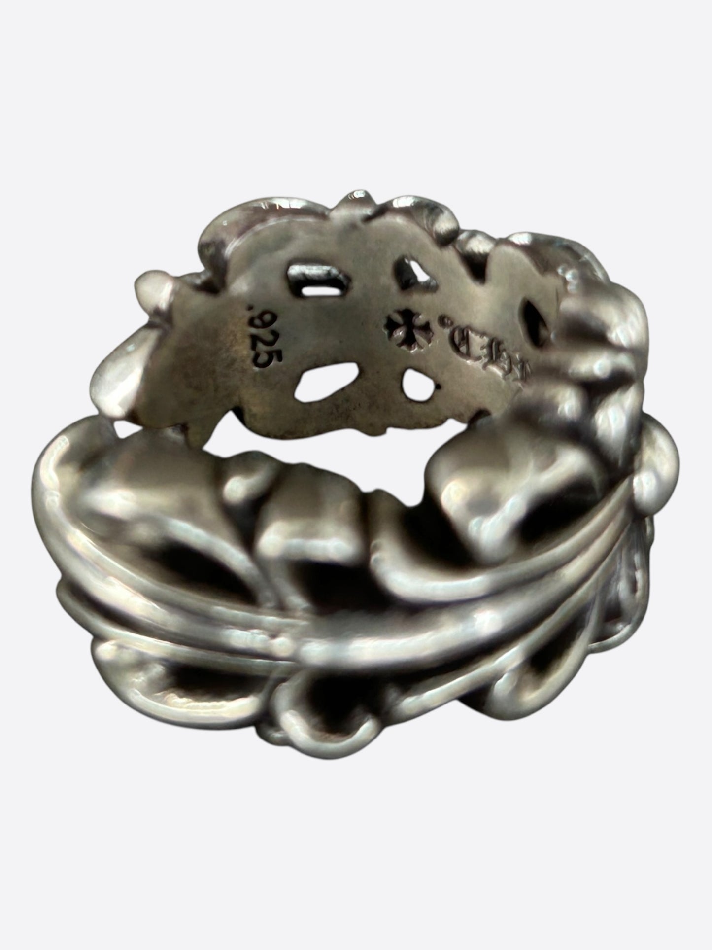 Chrome Hearts Silver Cross Floral Ring