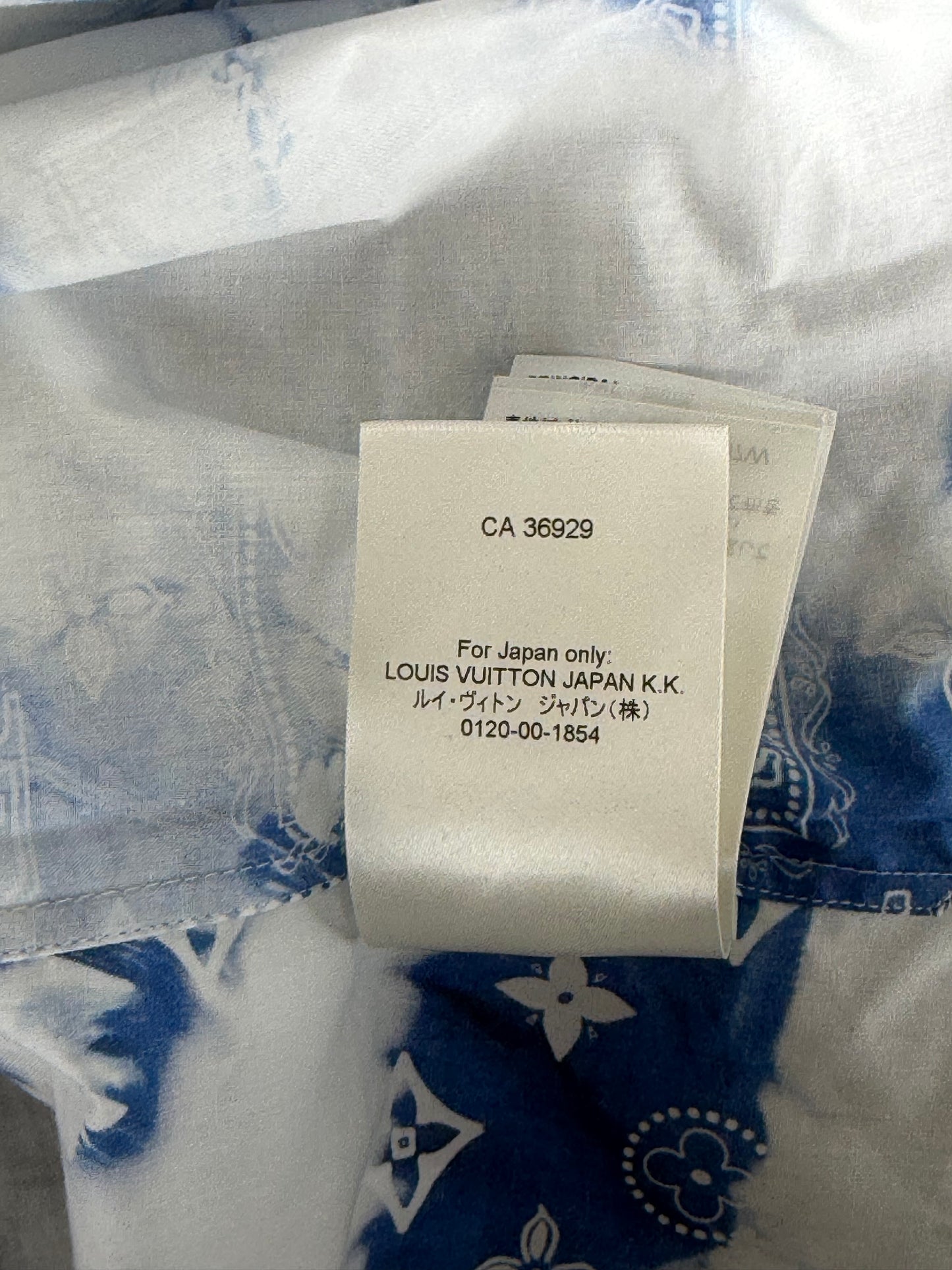 Louis Vuitton Blue Bleached Bandana Monogram Button Up Shirt