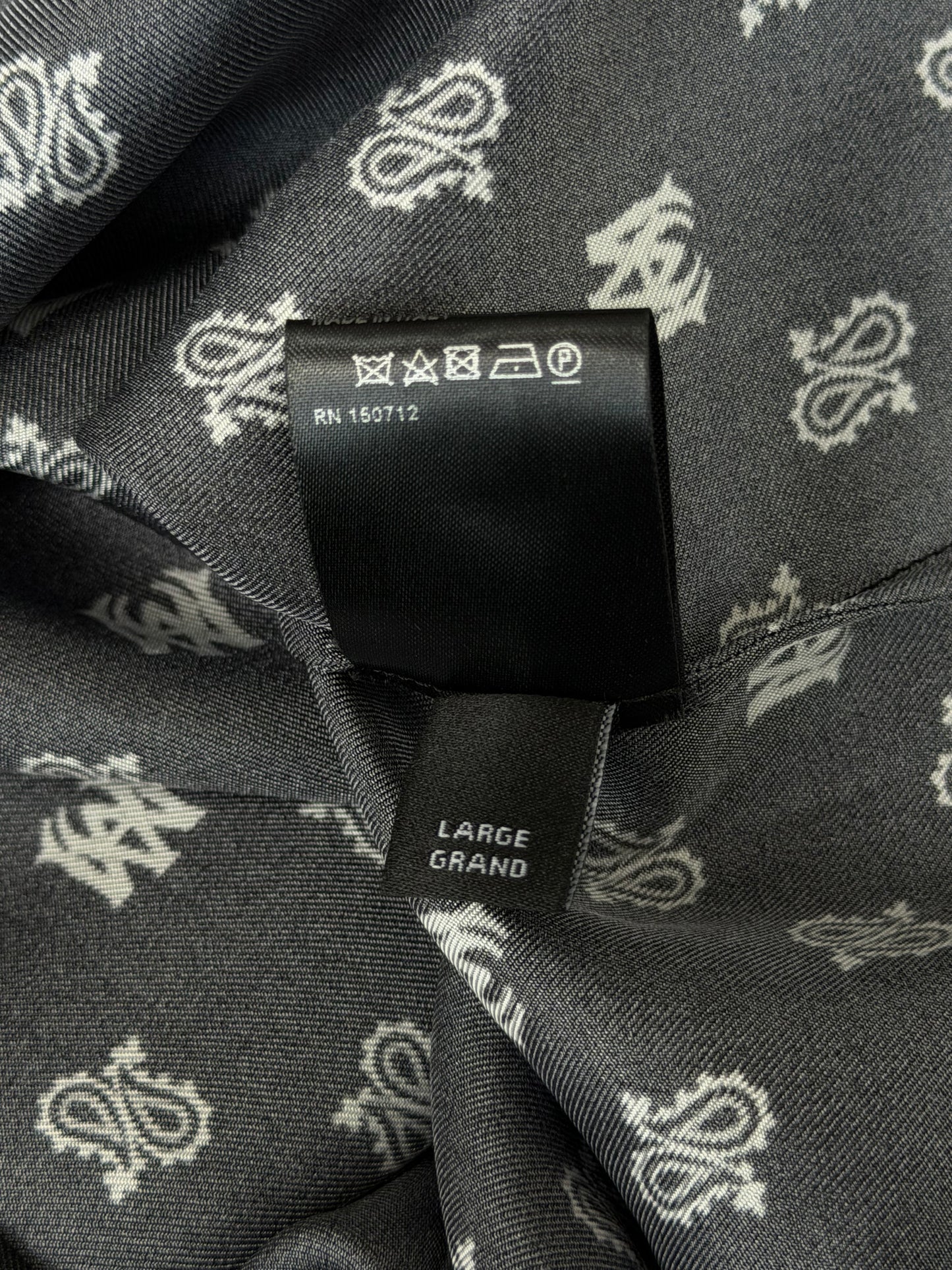 Amiri Black & White Paisley MA Logo Silk Button Up Short