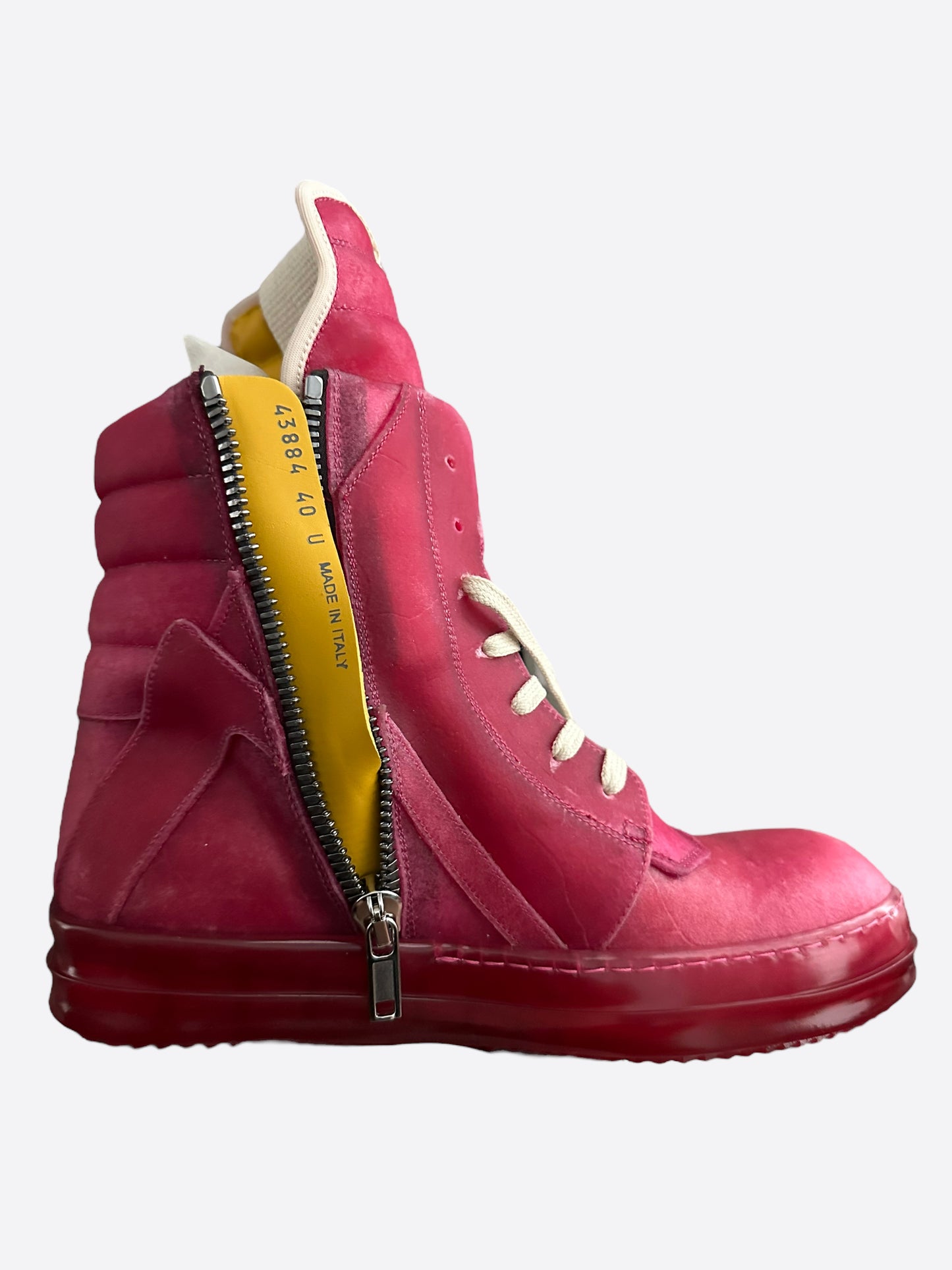 Rick Owens Hot Pink Geobasket High Top Sneakers