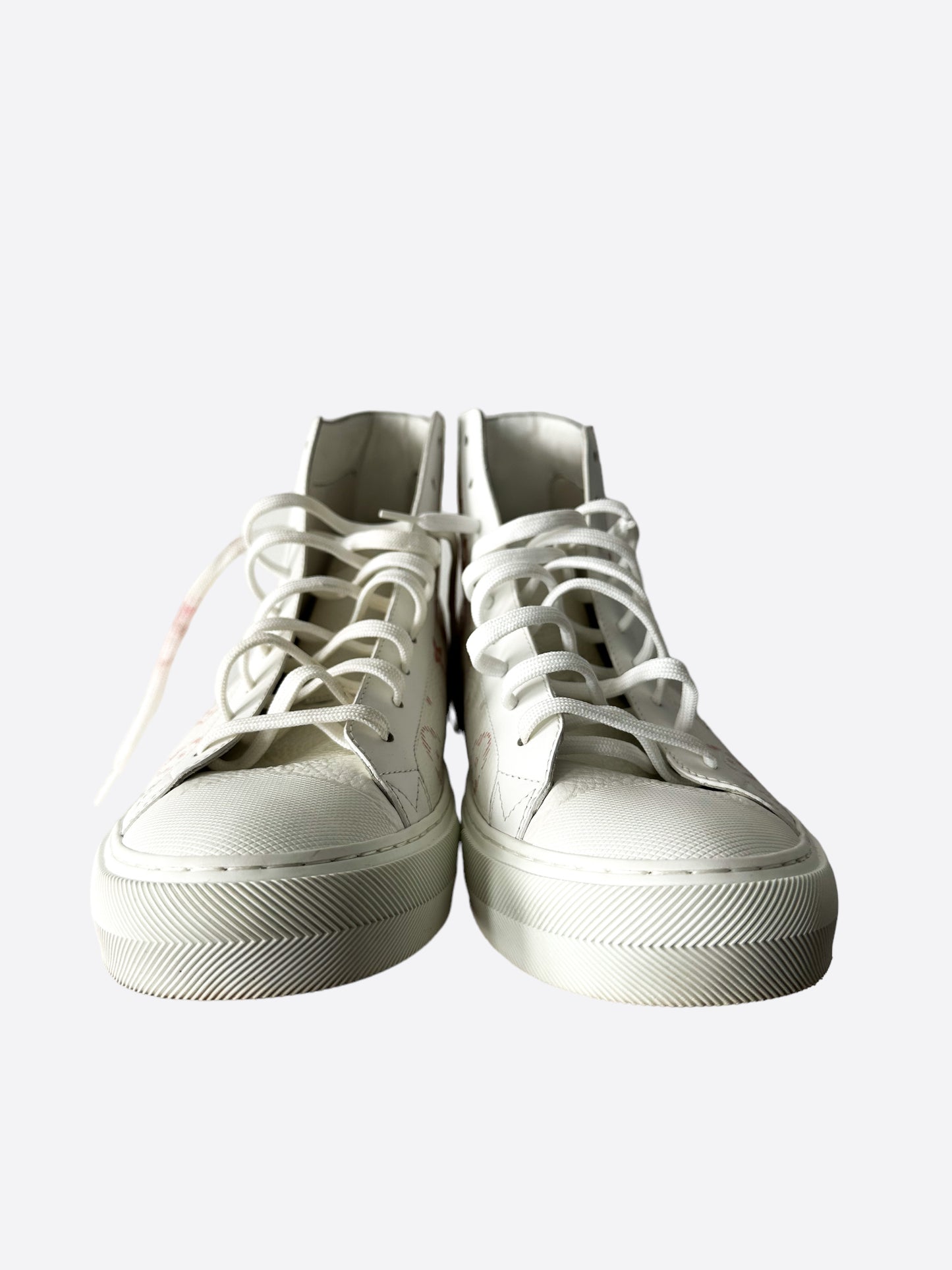 Louis Vuitton White & Red Gradient Tattoo High Top Sneakers