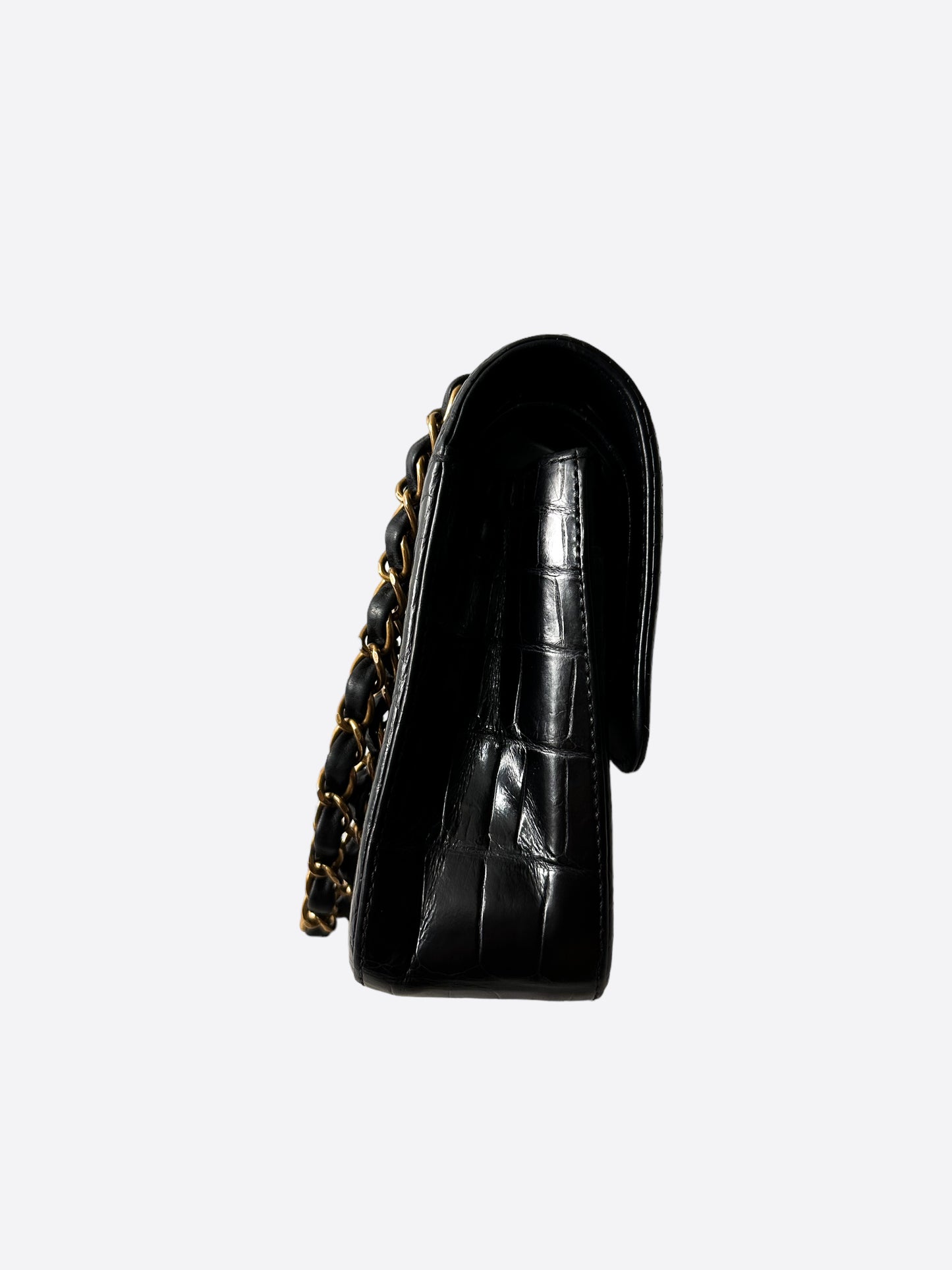 Chanel Black Aligator Medium Double Flap Bag