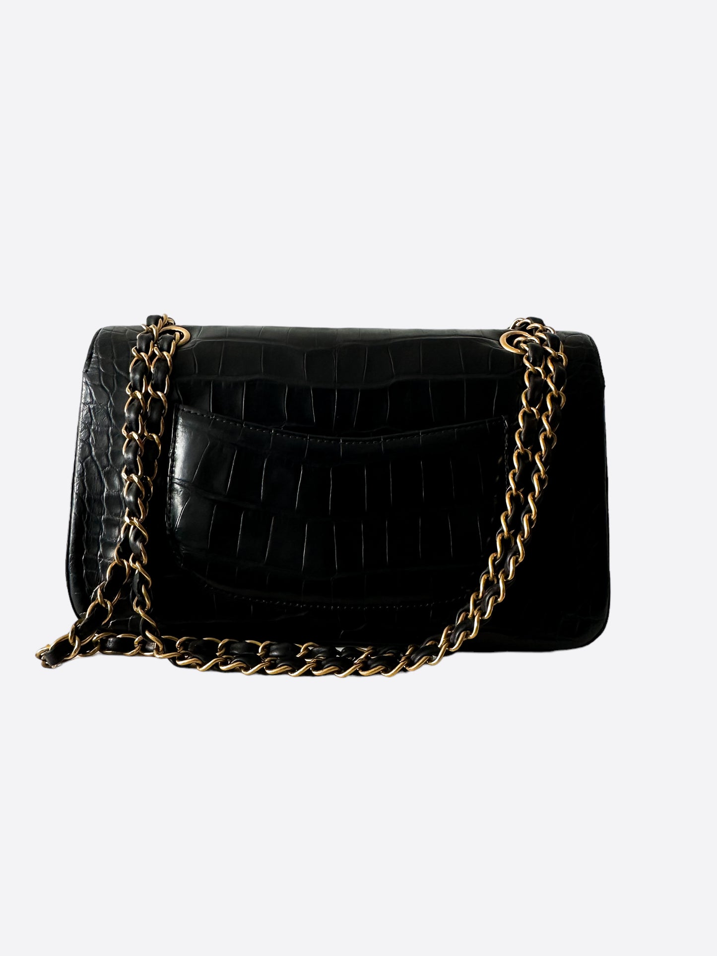 Chanel Black Aligator Medium Double Flap Bag