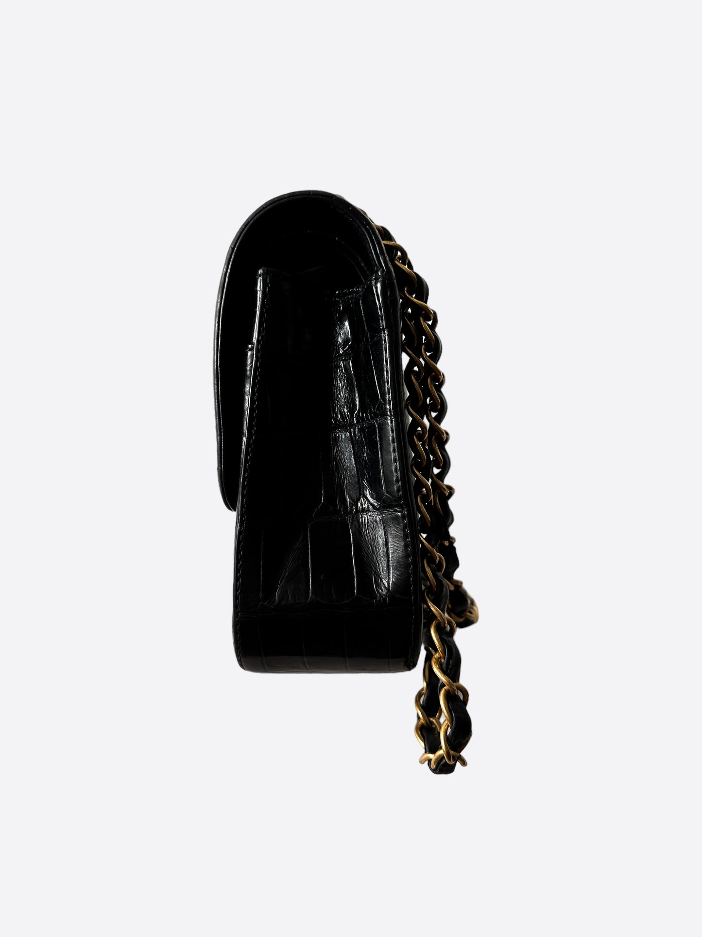 Chanel Black Aligator Medium Double Flap Bag