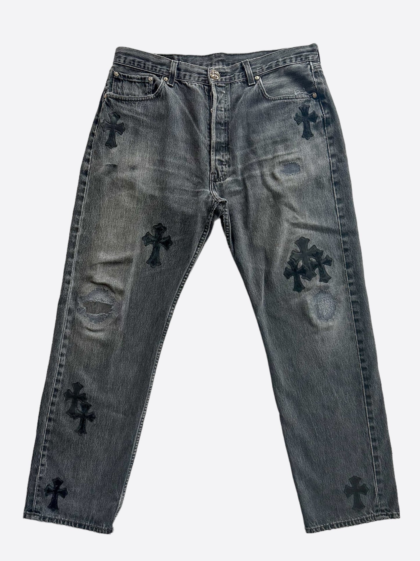 Chrome Hearts Levi's Grey Paris Exclusive Cross Patch Jeans