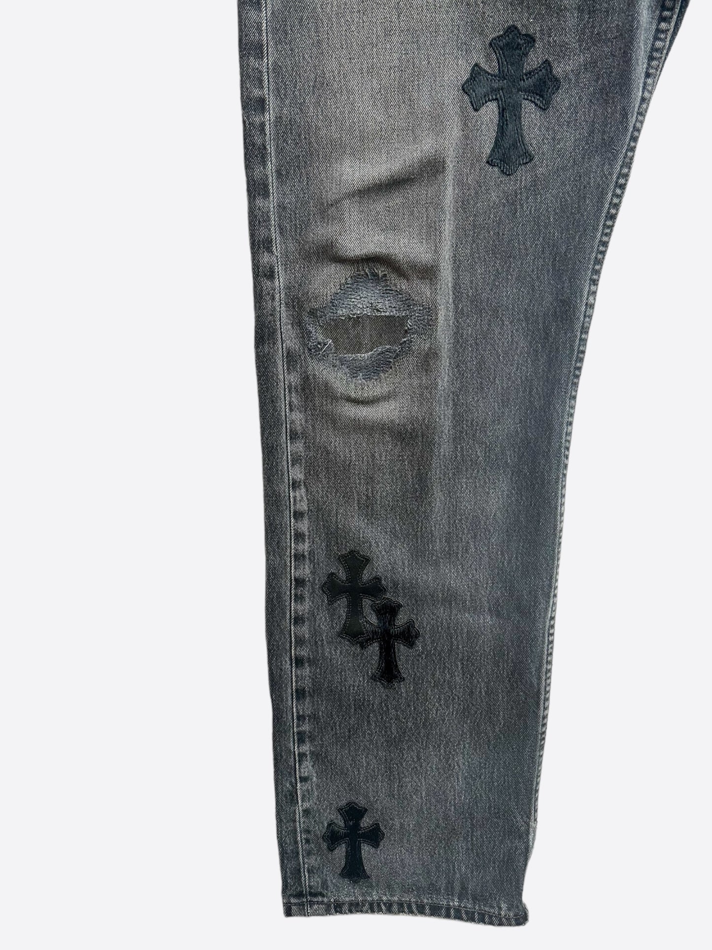 Chrome Hearts Levi's Grey Paris Exclusive Cross Patch Jeans