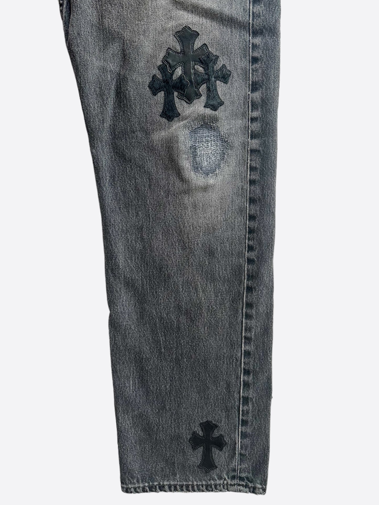 Chrome Hearts Levi's Grey Paris Exclusive Cross Patch Jeans